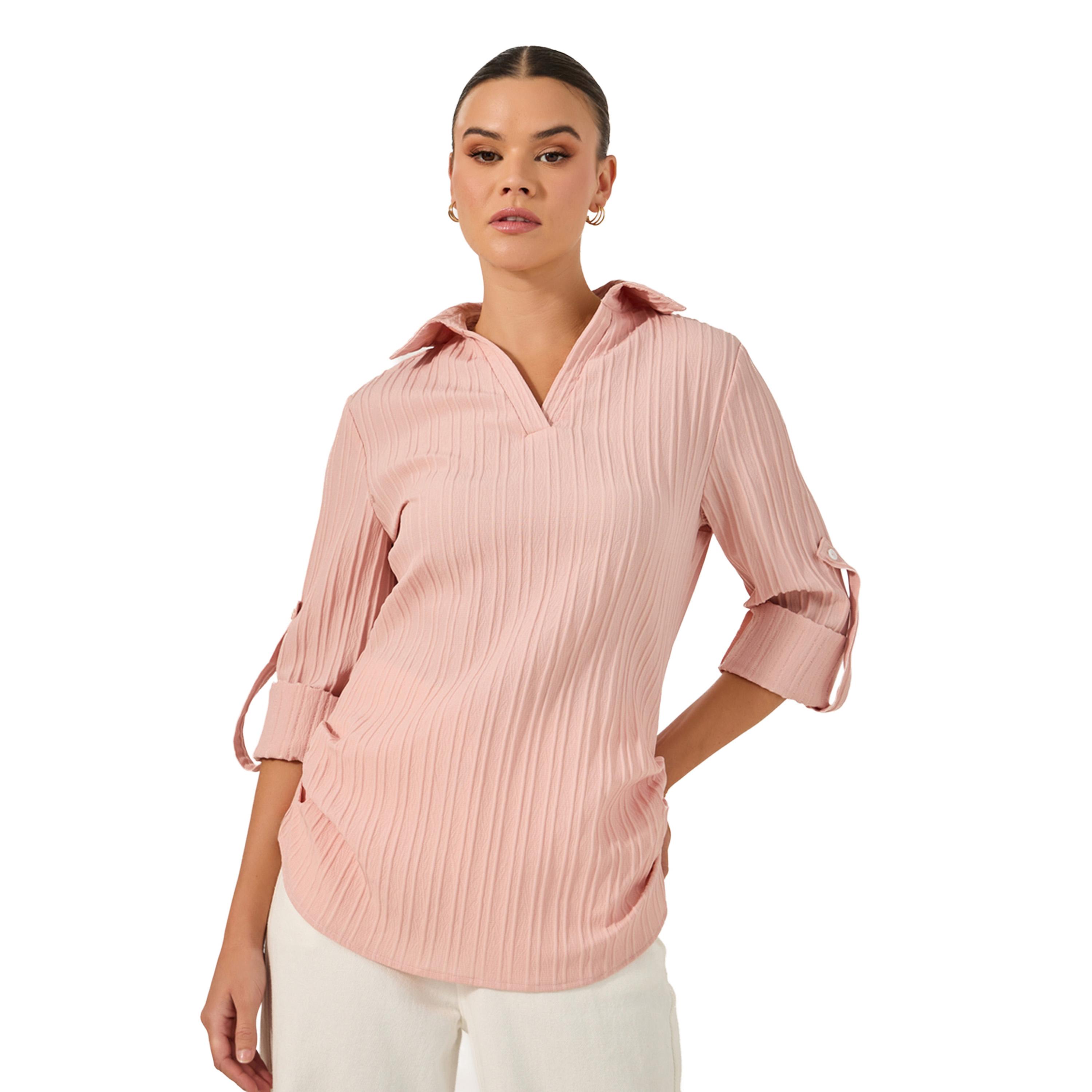 بلوزة سادة بياقة سبريد وأكمام طويلة-women-clothing-shirtsandblouses-shirts-image-1