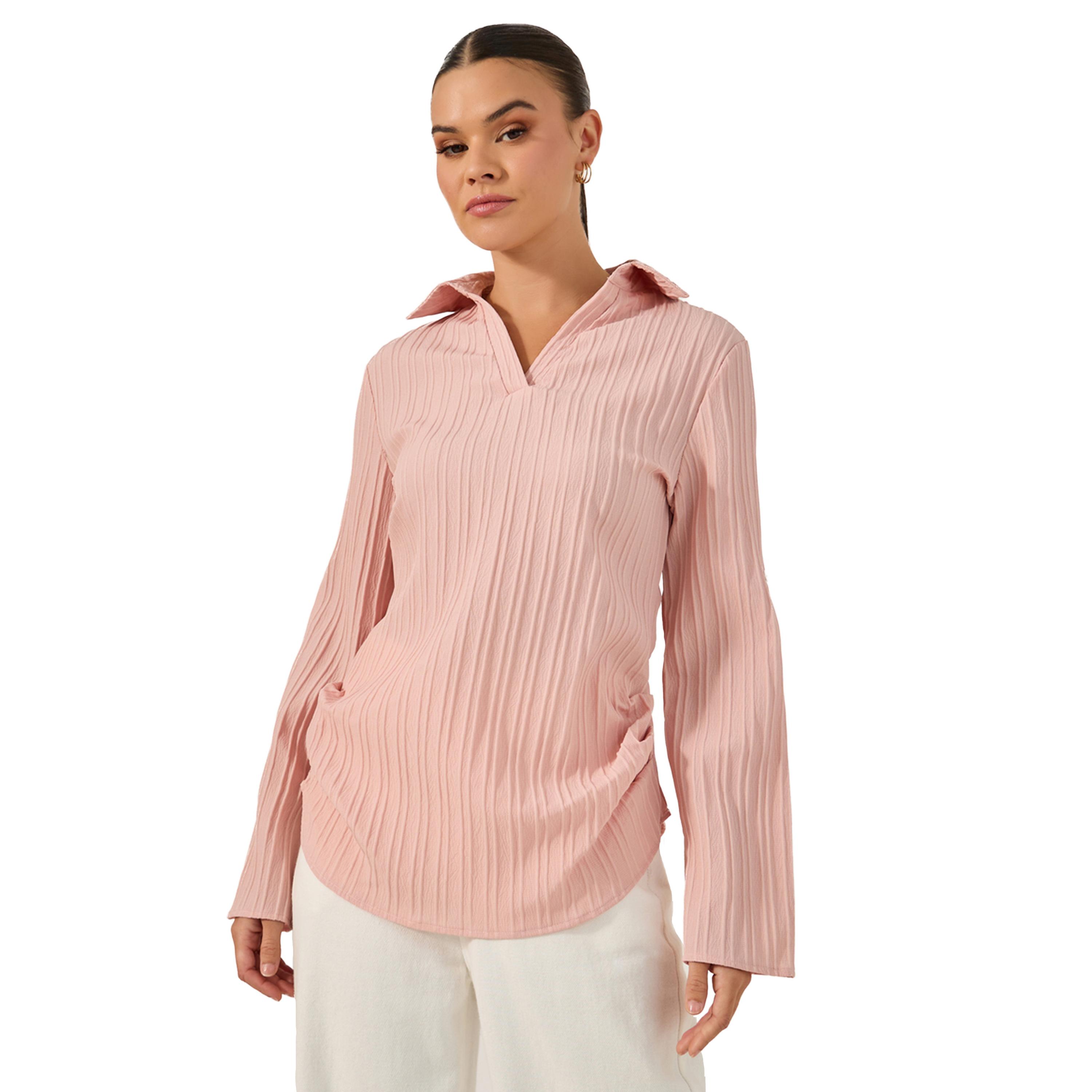 Take Two Plain Spread Collar Long Sleeve Shirt-women-clothing-shirtsandblouses-shirts-image-2
