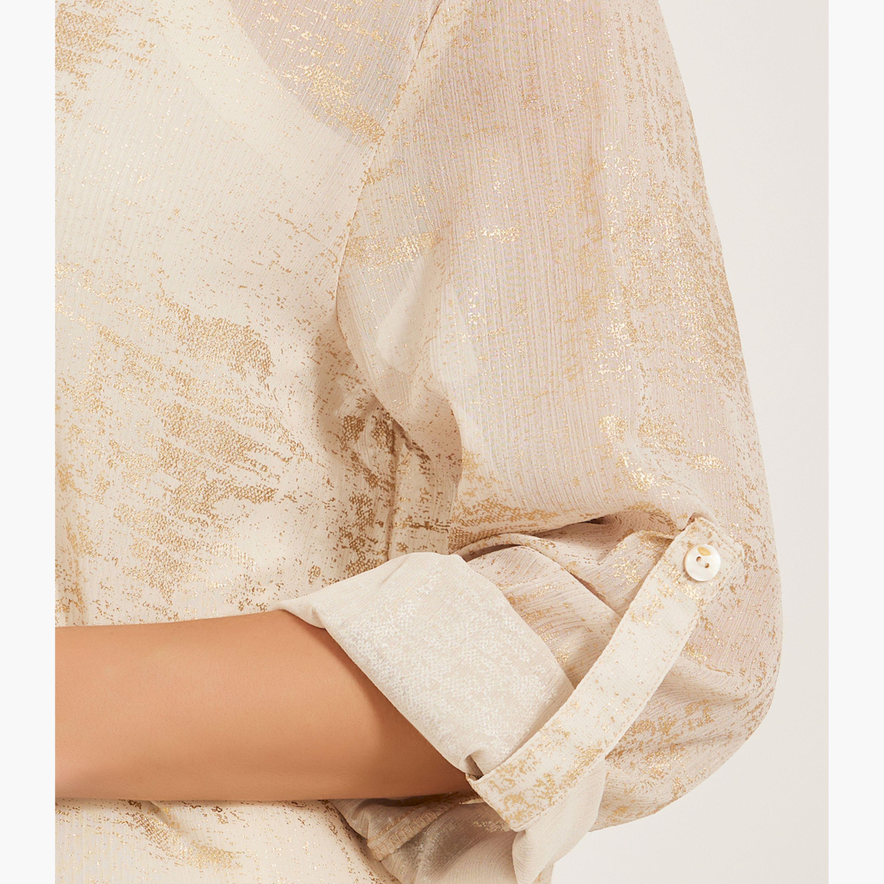 ستايلي - قميص نسائي بأكمام طويلة مطبوع بالكامل بدون قطعة داخلية-women-clothing-shirtsandblouses-shirts-image-3