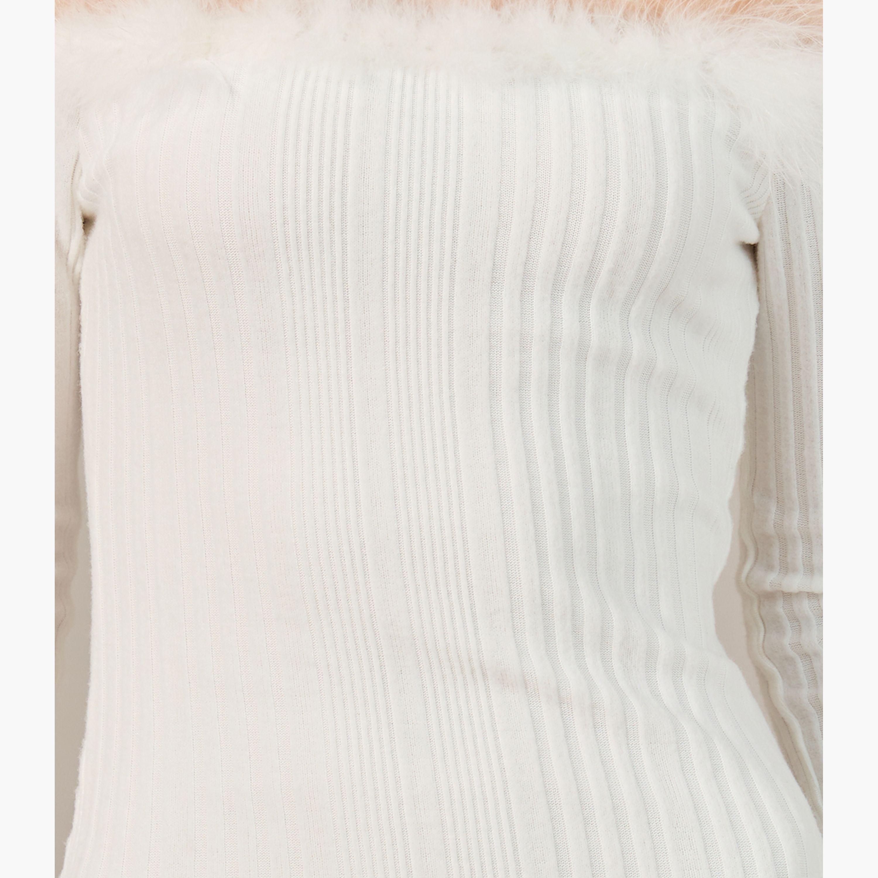 Styli Womens Solid Off Shoulder Fuzzy Trim Bodycon Dress-women-clothing-dresses-image-4