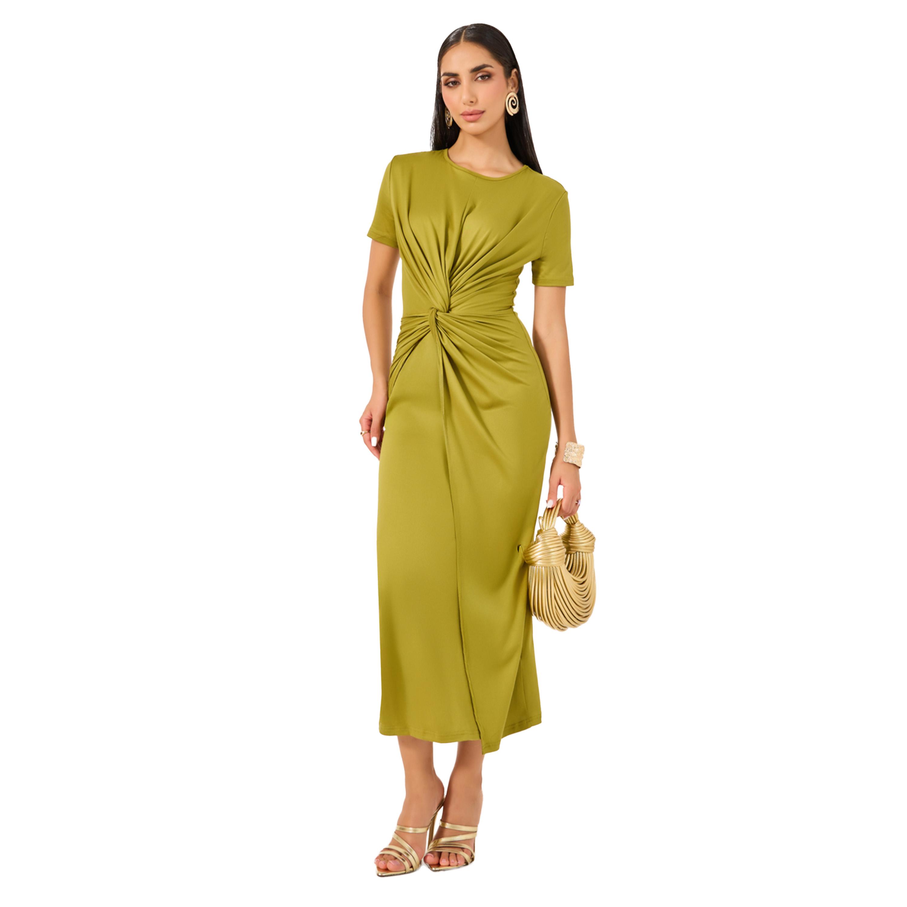 فستان ضيق سادة بنمط لف-women-clothing-dresses-image-1