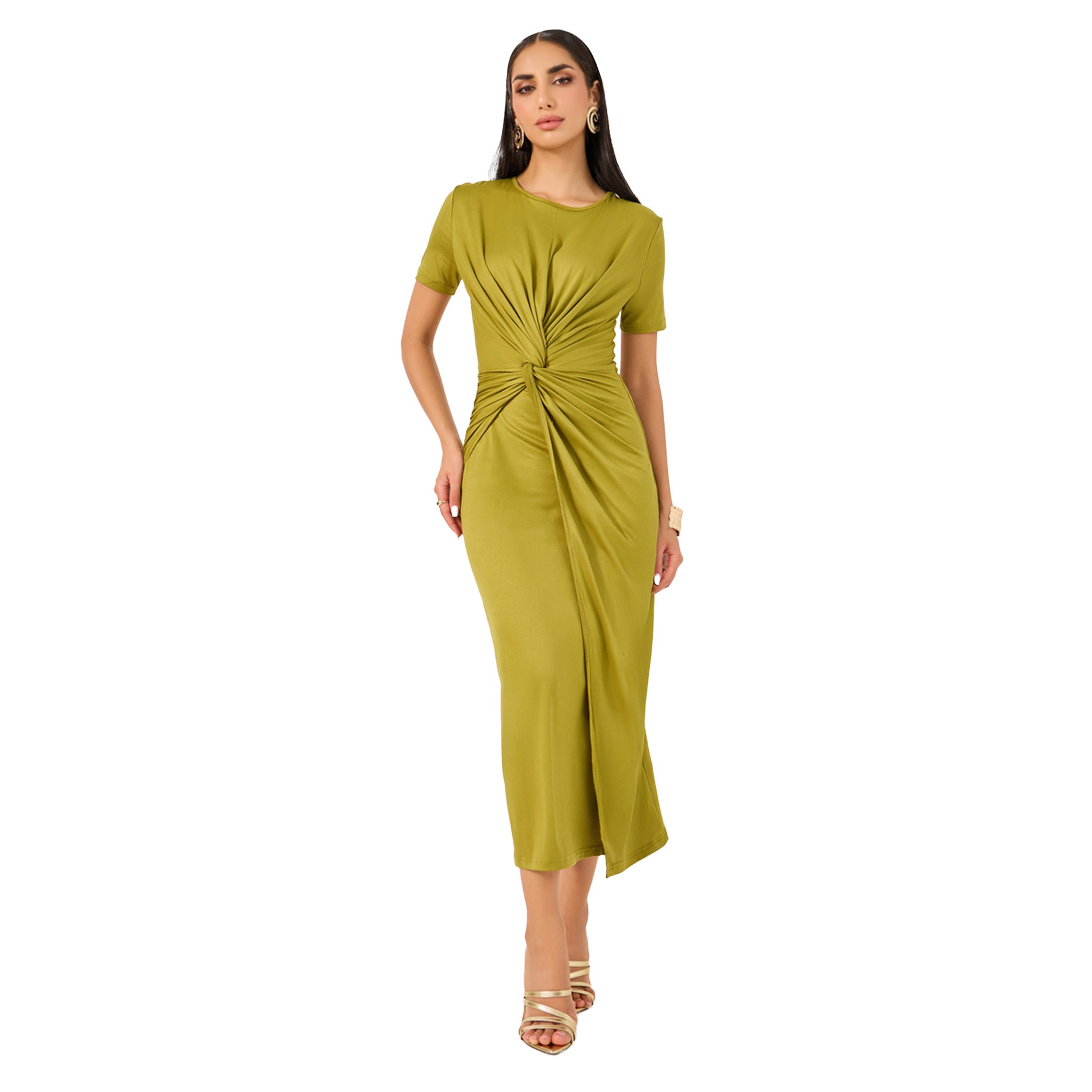 فستان ضيق سادة بنمط لف-women-clothing-dresses-image-2
