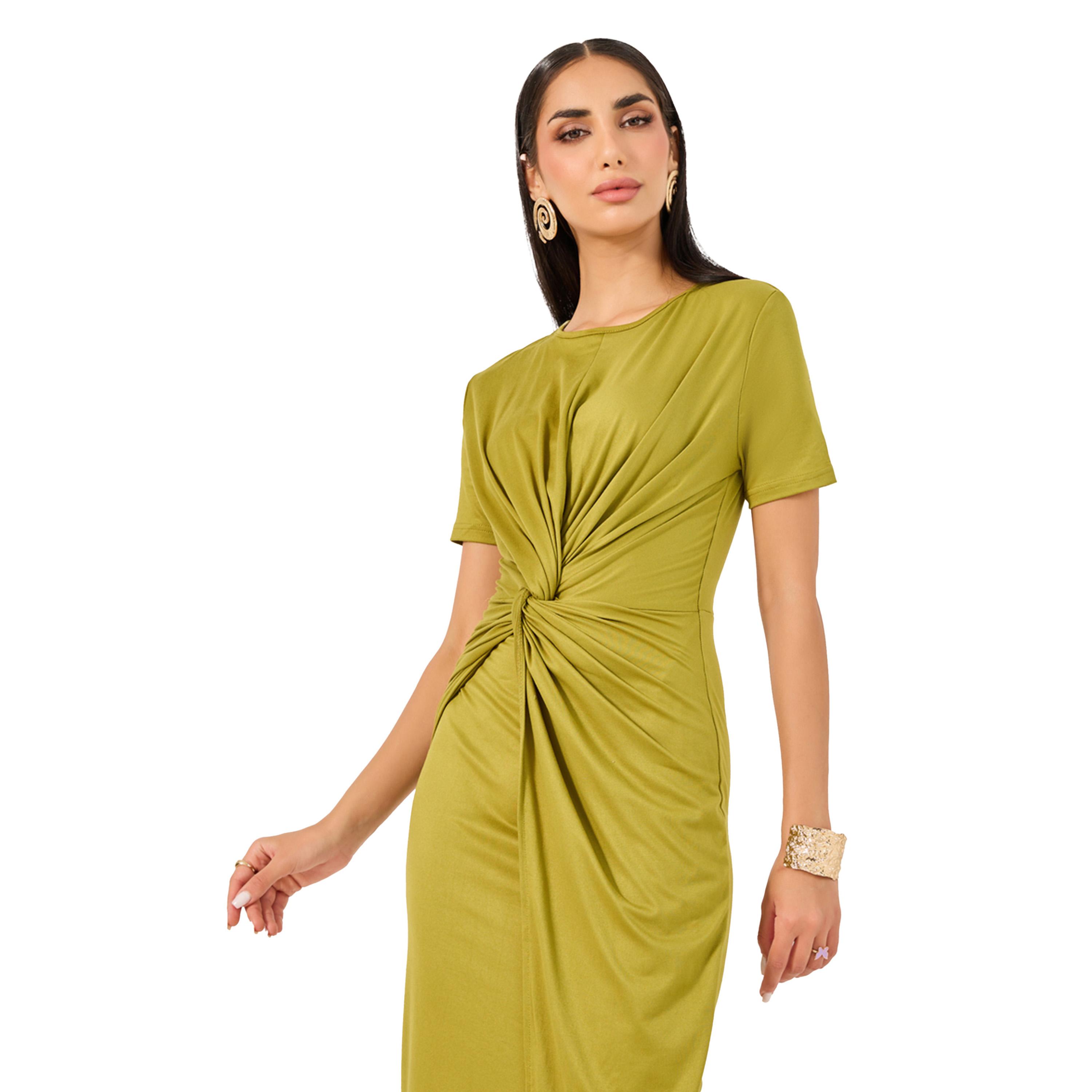 فستان ضيق سادة بنمط لف-women-clothing-dresses-image-3