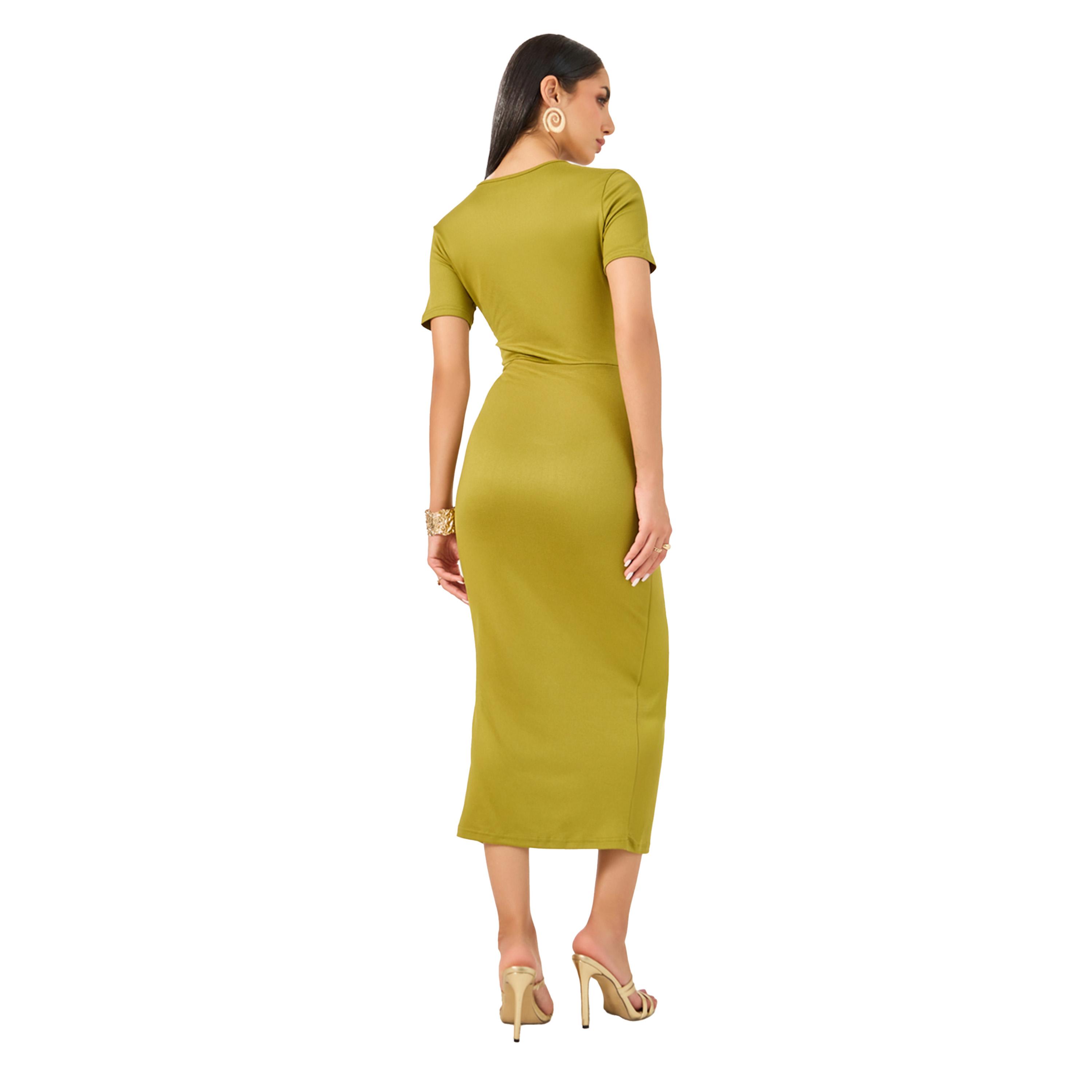 فستان ضيق سادة بنمط لف-women-clothing-dresses-image-5