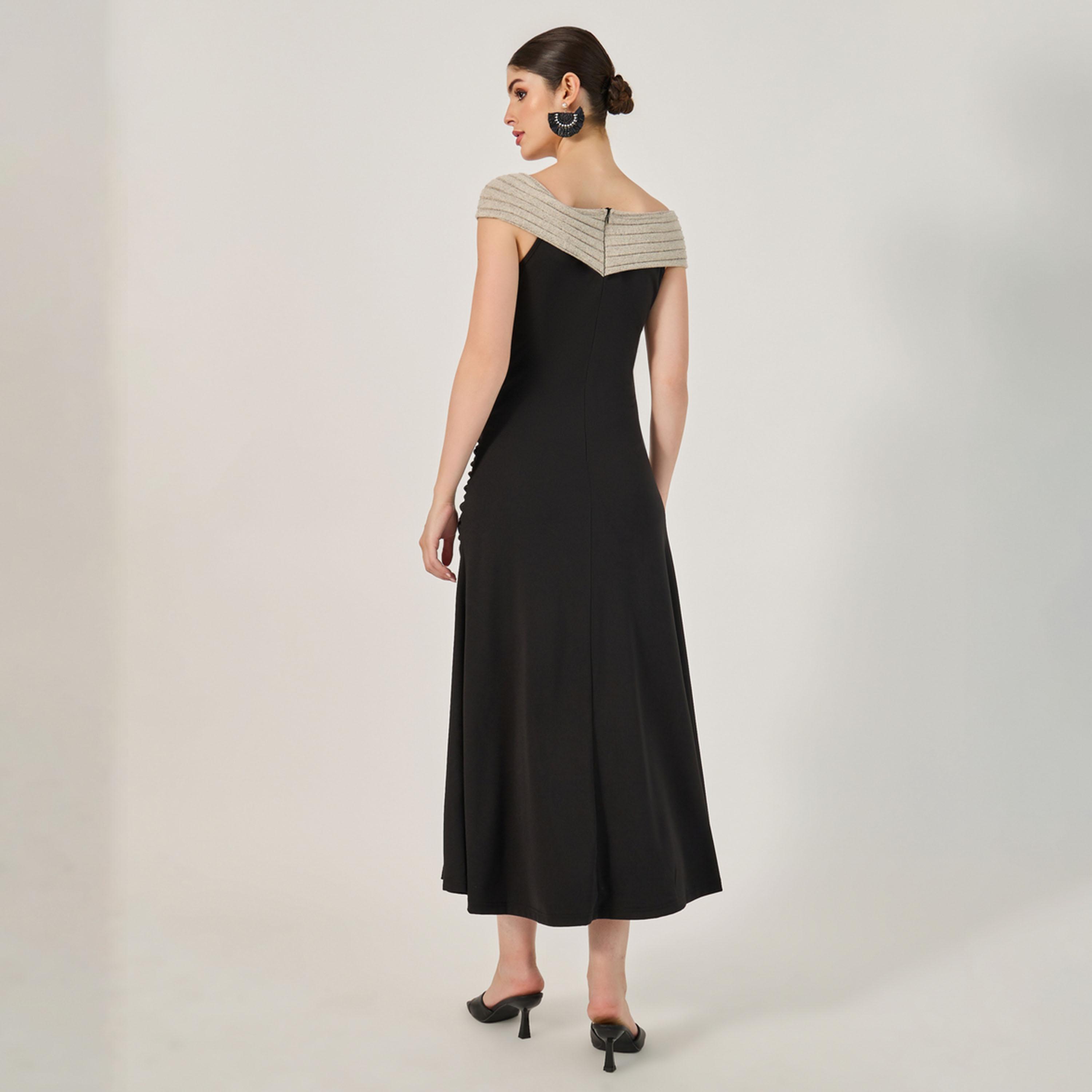 ستايلي - فستان حفلات نسائي بفتحة جانبية مكشوف الكتفين بألوان متعددة-women-clothing-dresses-image-5