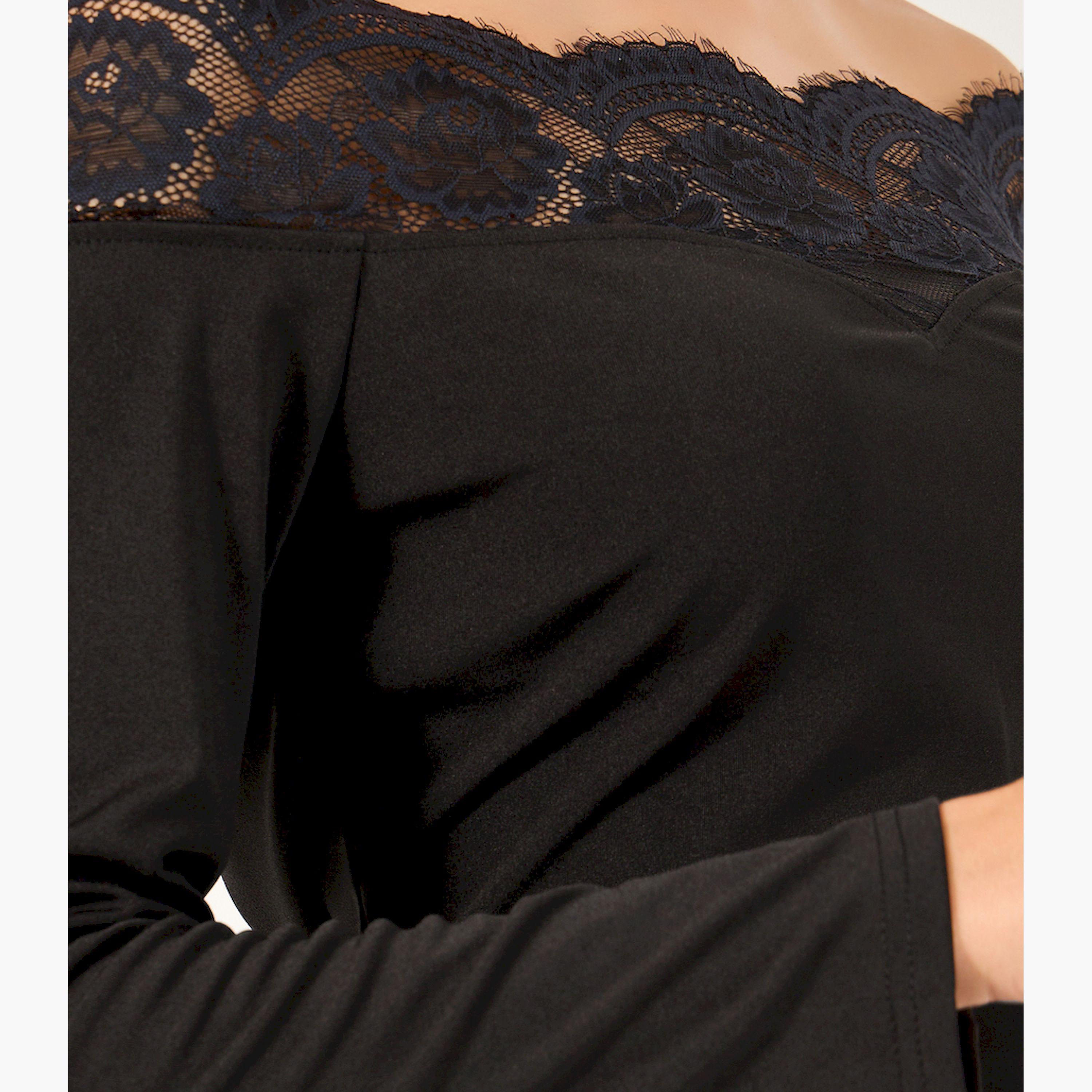 Styli Womens Solid Off Shoulder Lace Detail Party Dress-women-clothing-dresses-image-5
