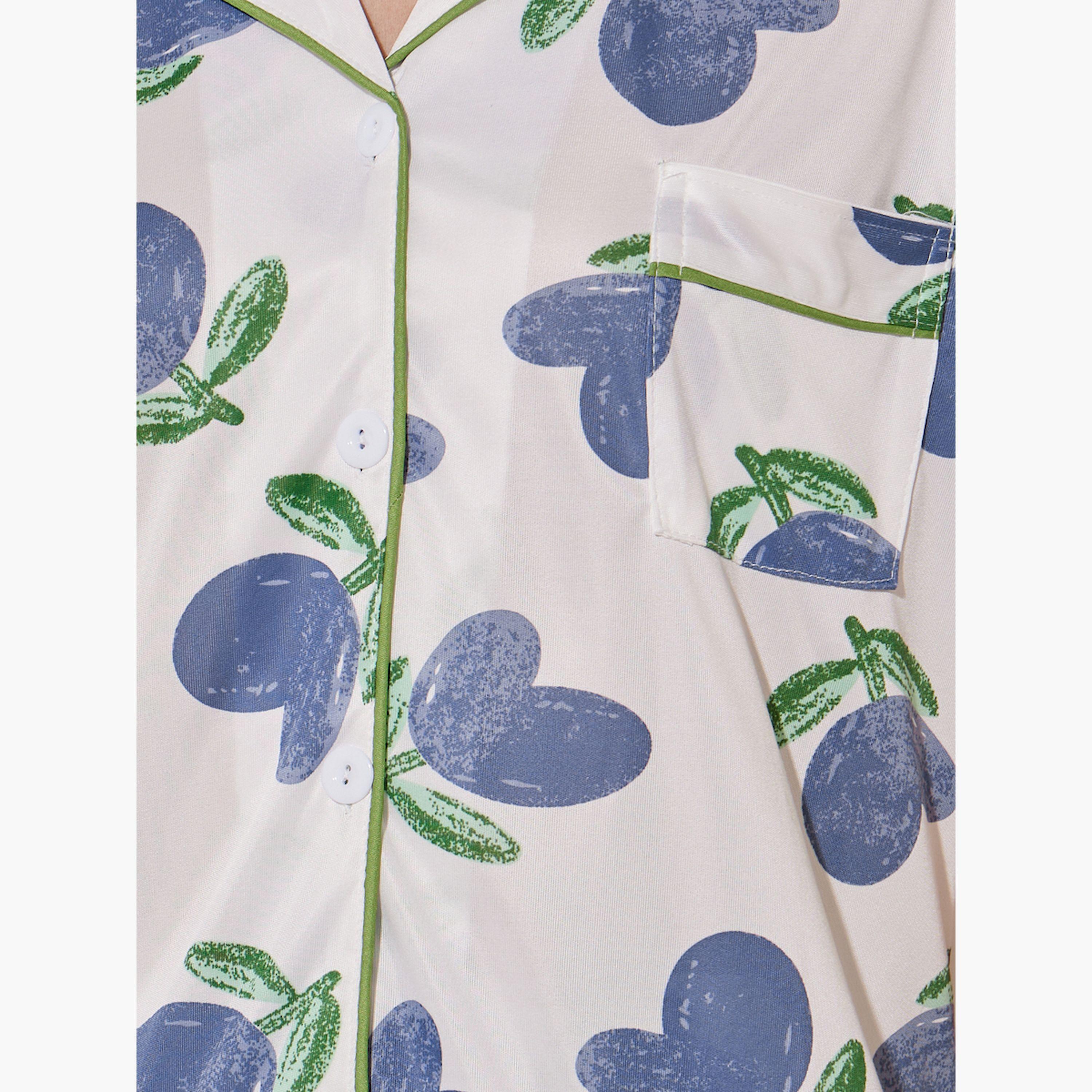 Styli Floral Print Short Sleeve Shirt and Shorts Set-women-clothing-nightwear-pyjamas-shortsets-image-3