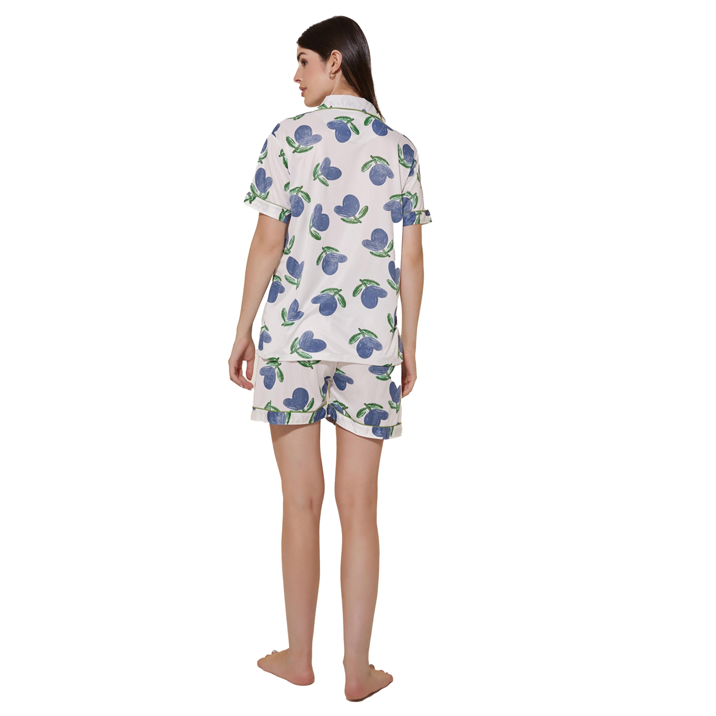 ستايلي - طقم قميص وشورت بأكمام قصيرة بطبعة زهور-women-clothing-nightwear-pyjamas-shortsets-image-4