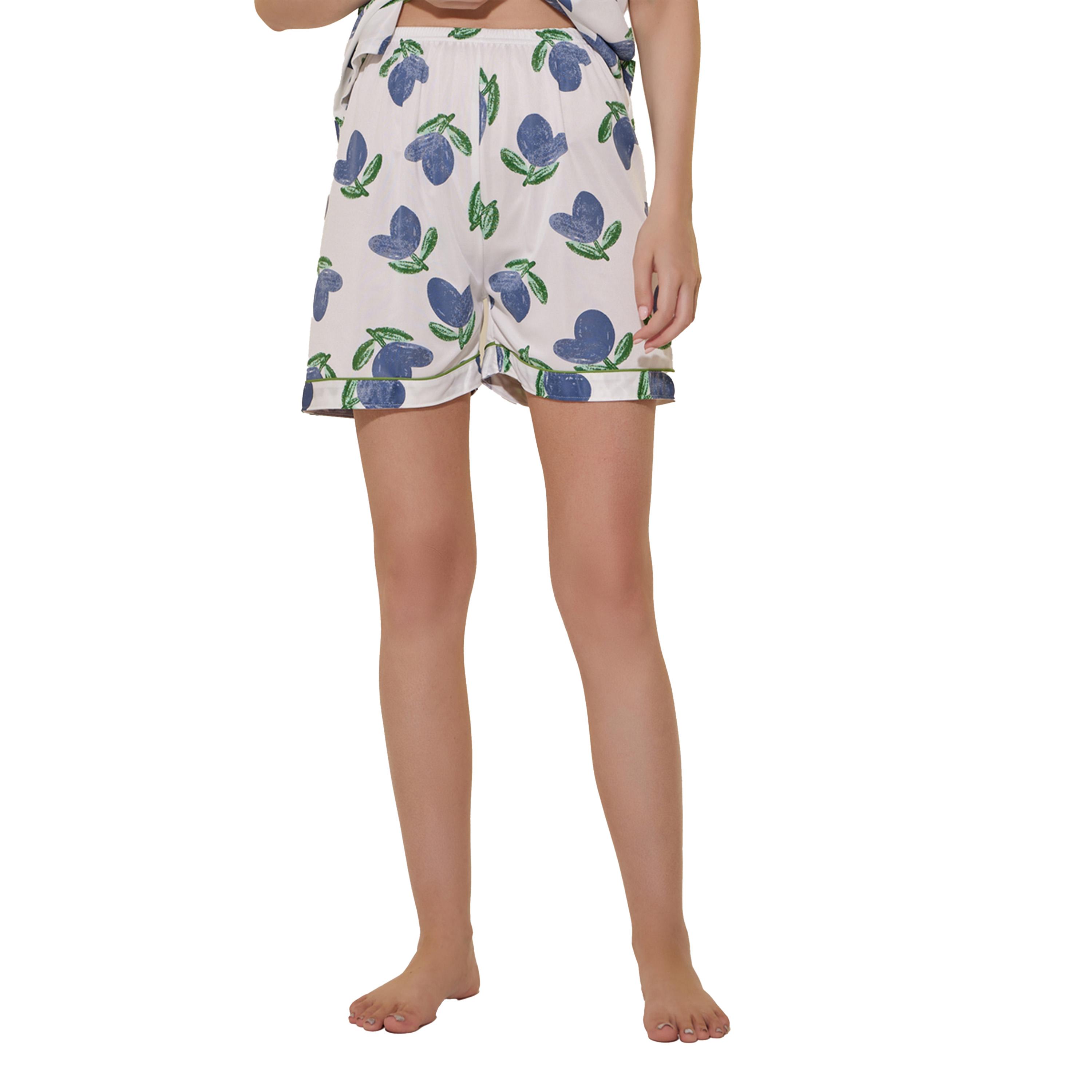 ستايلي - طقم قميص وشورت بأكمام قصيرة بطبعة زهور-women-clothing-nightwear-pyjamas-shortsets-image-5
