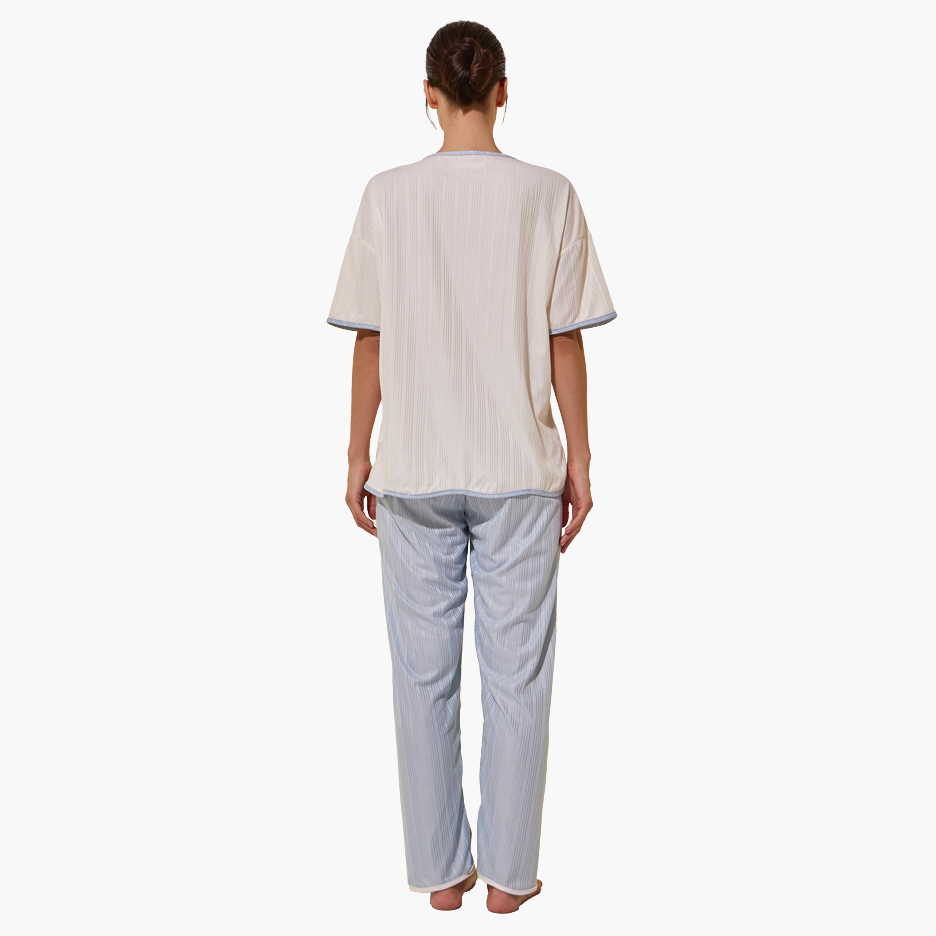 Styli Patch Detail Shirt, Shorts and Pyjama Set-women-clothing-nightwear-pyjamas-longsets-image-5