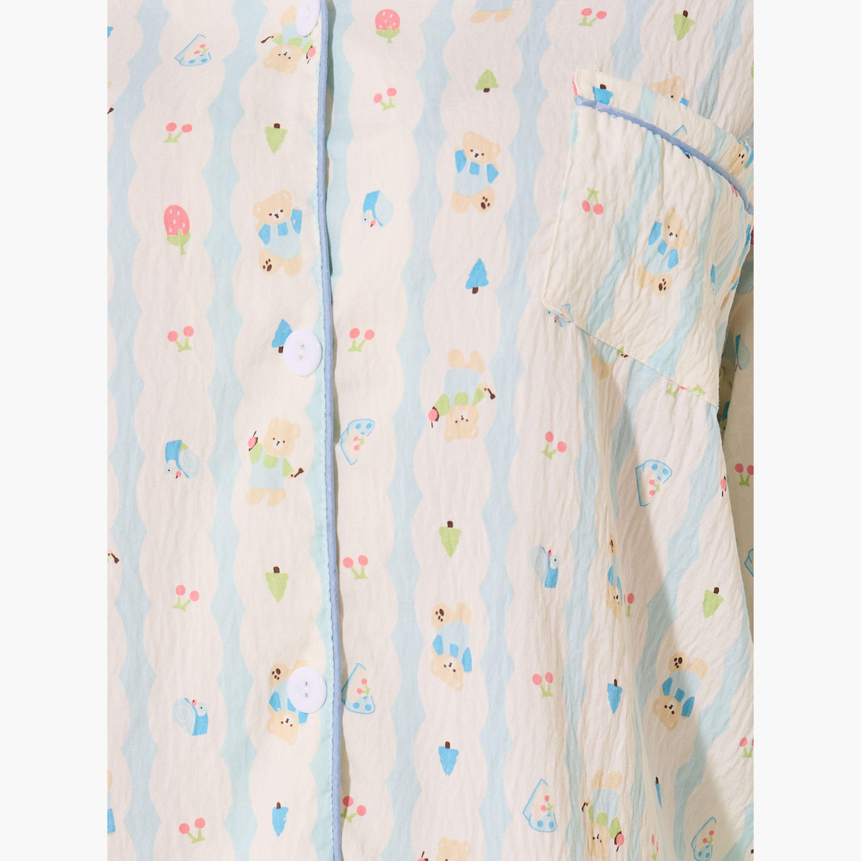 Styli Printed Long Sleeve Shirt and Pyjama Set-women-clothing-nightwear-pyjamas-longsets-image-4
