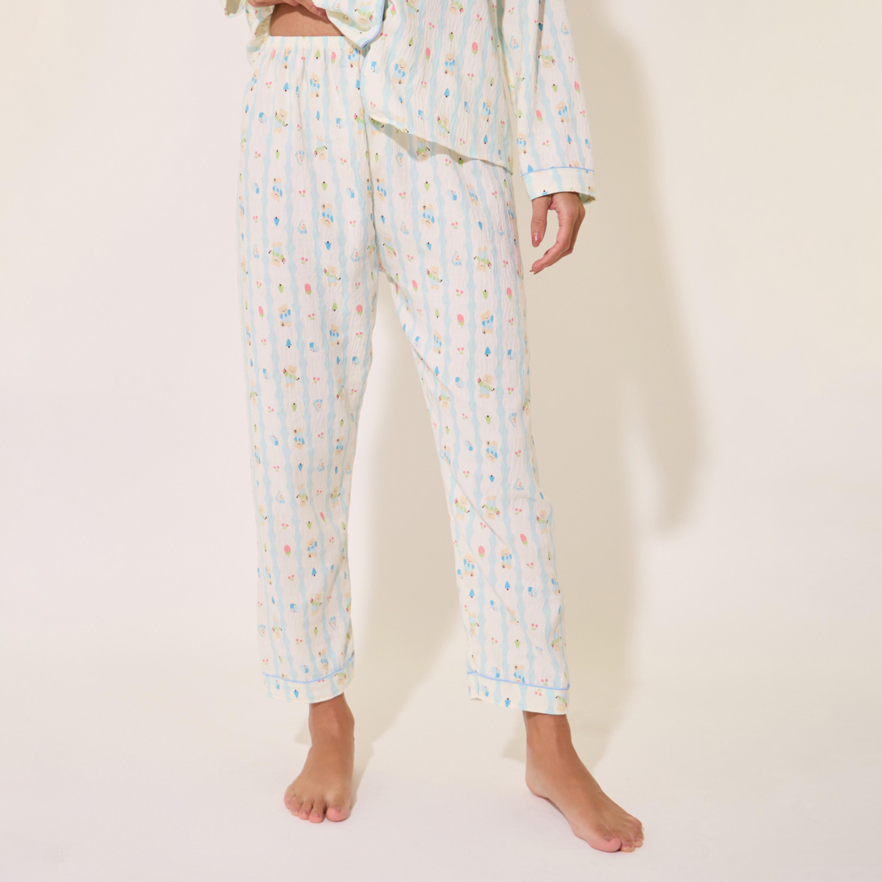 Styli Printed Long Sleeve Shirt and Pyjama Set-women-clothing-nightwear-pyjamas-longsets-image-6