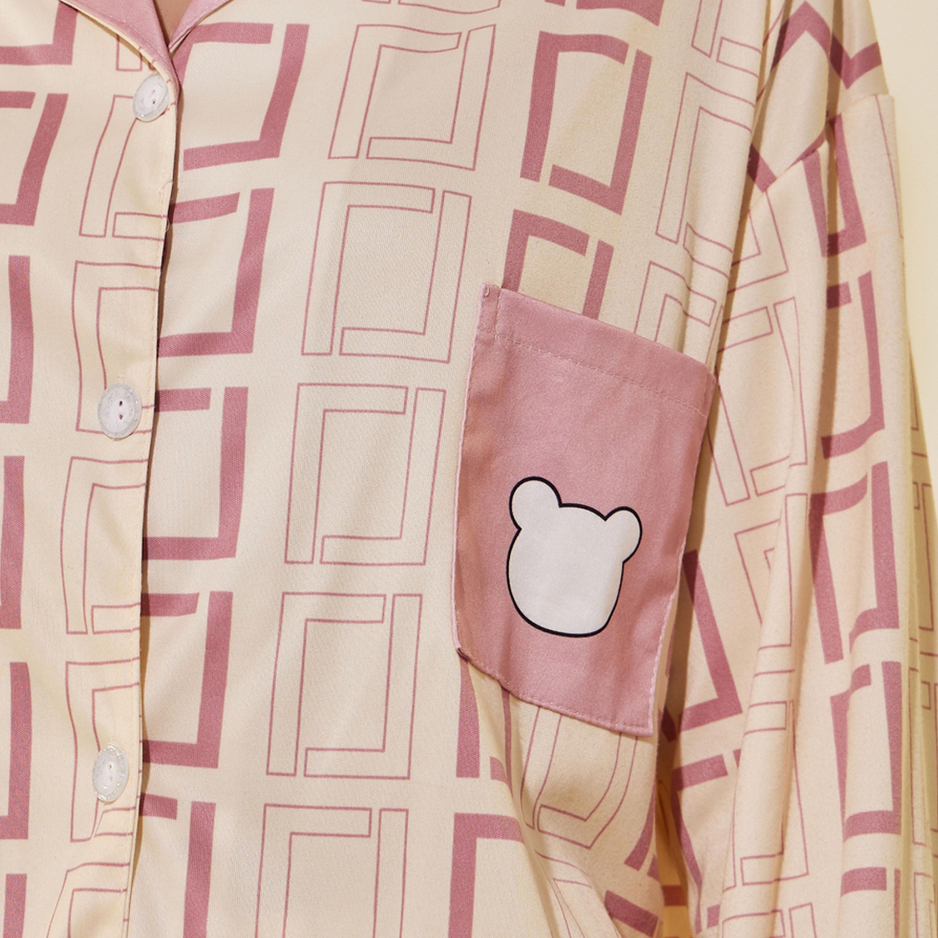 Styli All-Over Print Pocket Shirt and Pyjama Set-women-clothing-nightwear-pyjamas-longsets-image-3