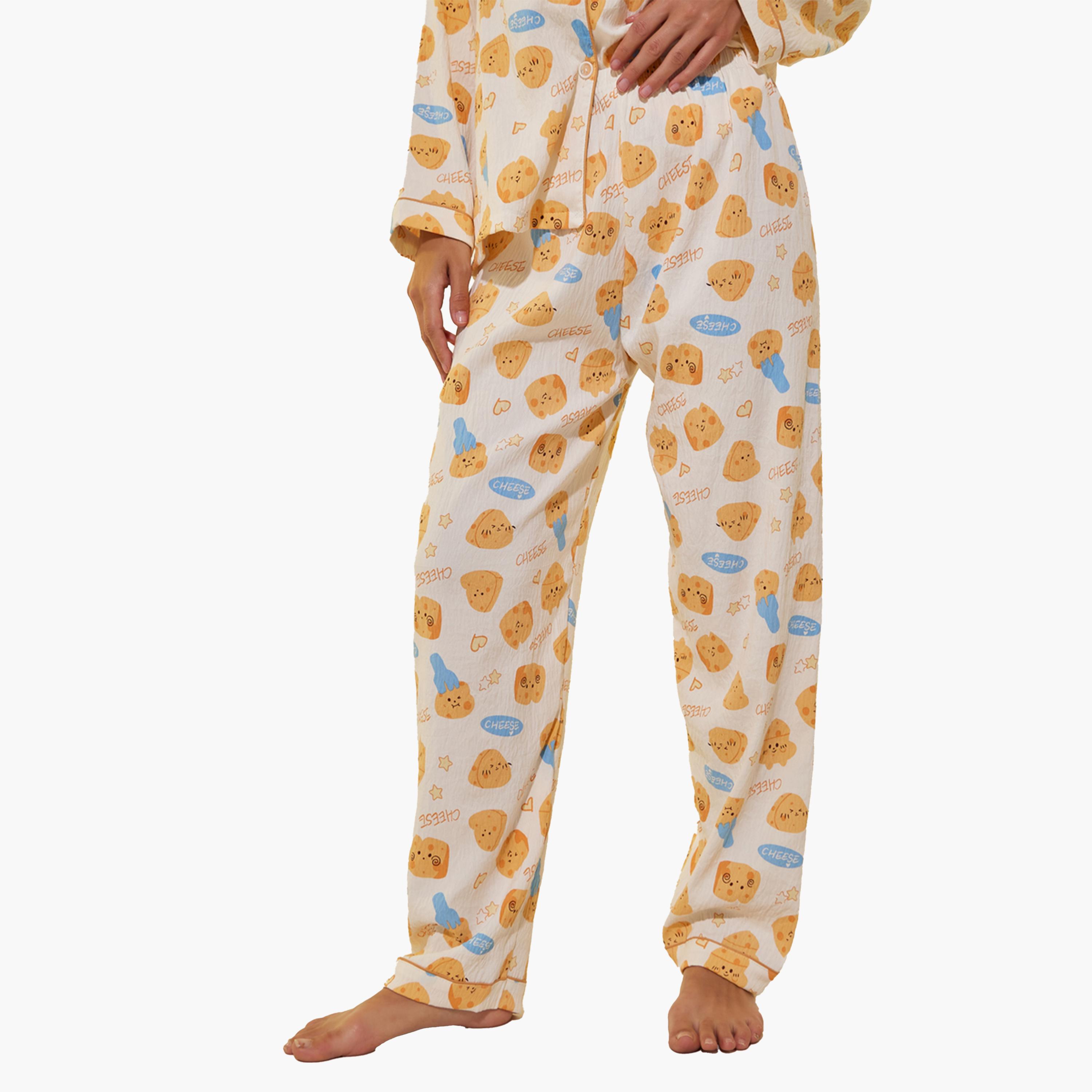Styli All-Over Print Long Sleeve Shirt and Pyjama Set-women-clothing-nightwear-pyjamas-longsets-image-4