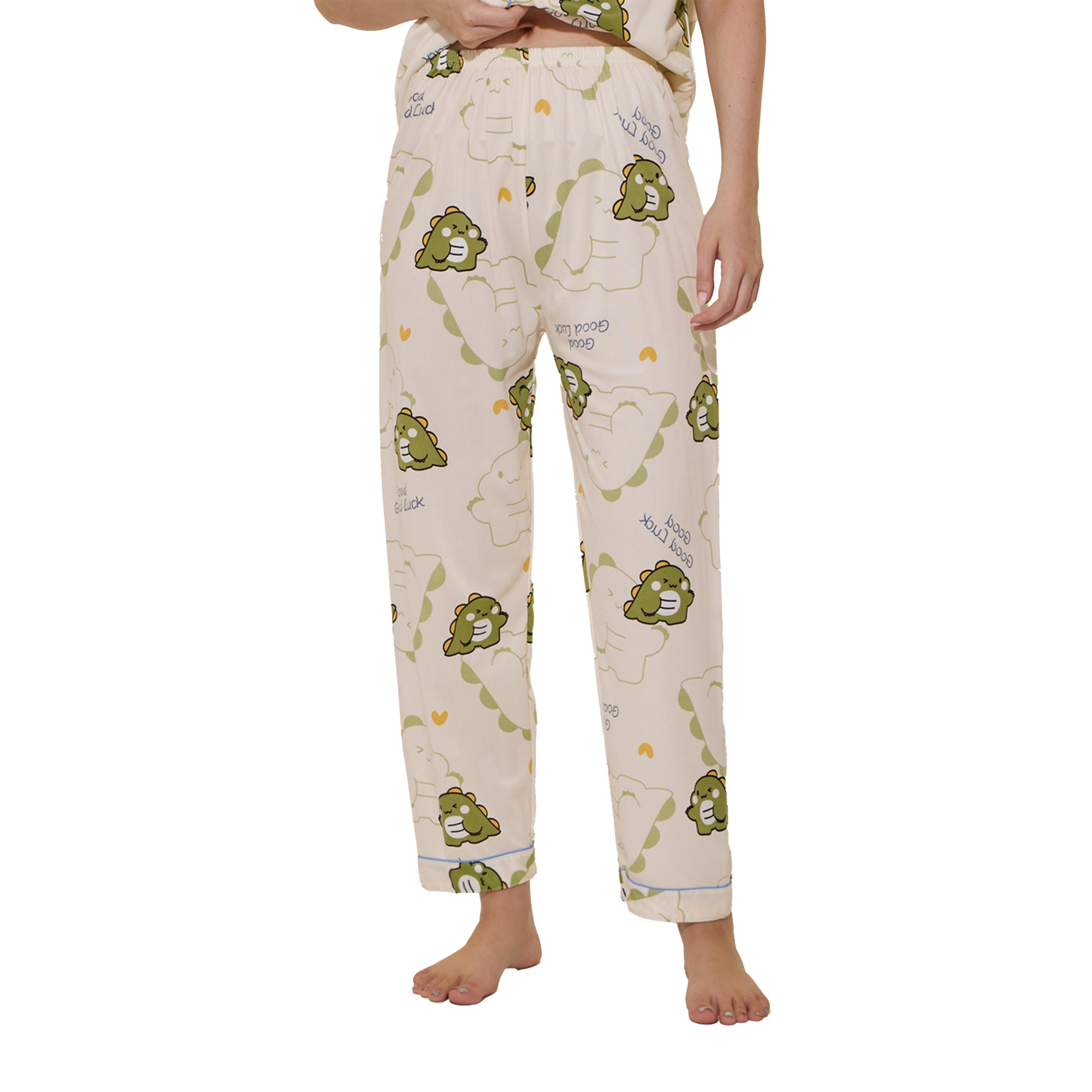 ستايلي - طقم قميص وشورت وبيجامة بطبعة ديناصور-women-clothing-nightwear-pyjamas-longsets-image-6