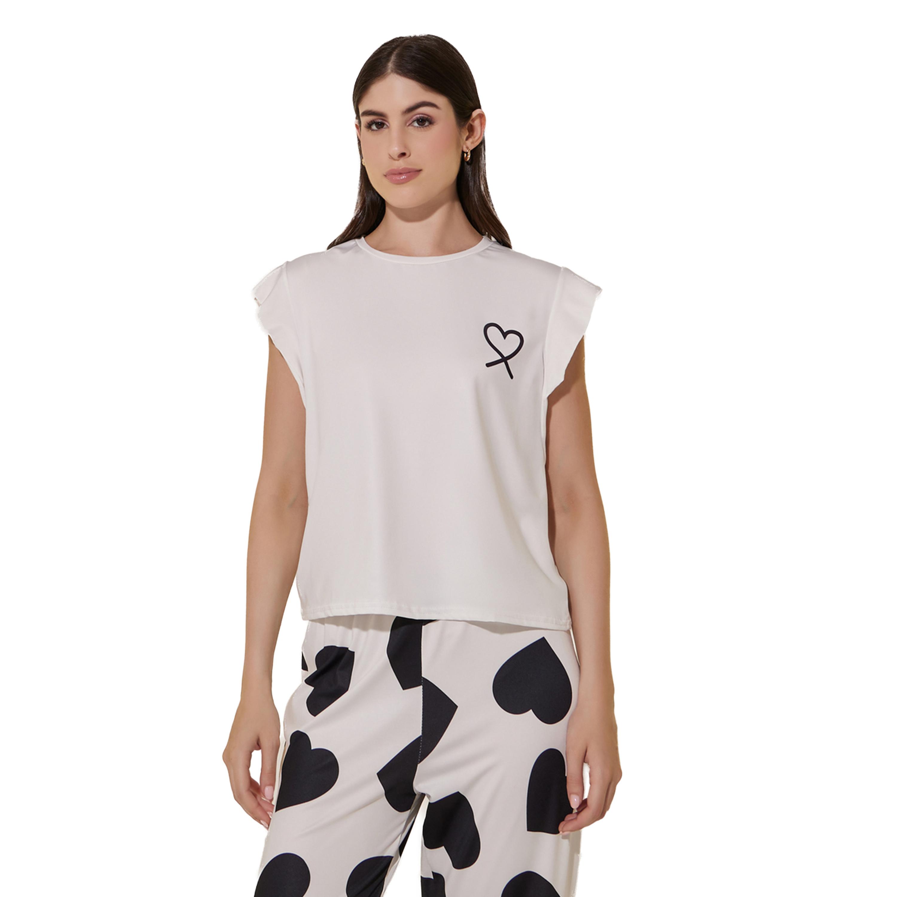 Styli Heart Print Ruffled Sleeve Top and Pyjama Set-women-clothing-nightwear-pyjamas-longsets-image-2