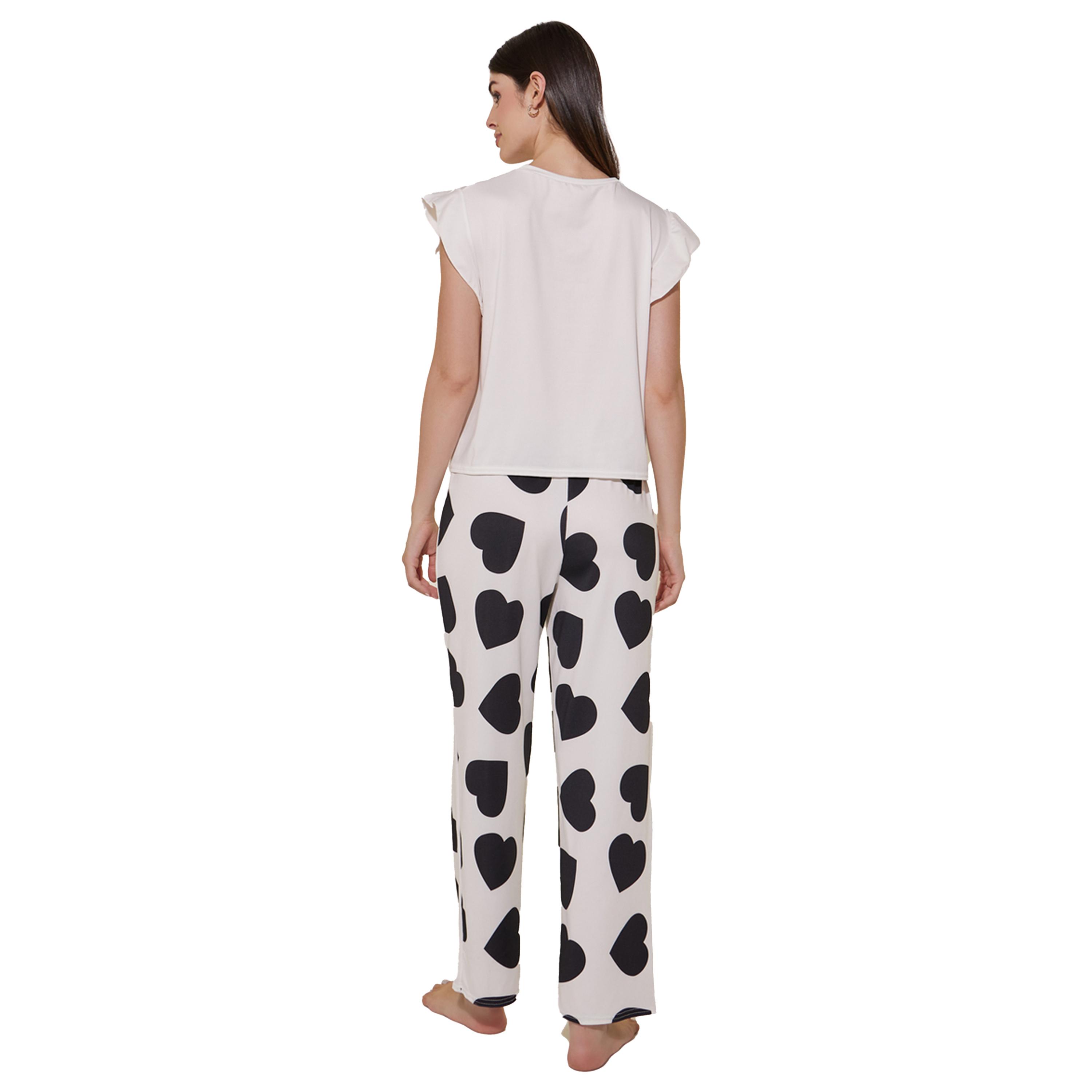 Styli Heart Print Ruffled Sleeve Top and Pyjama Set-women-clothing-nightwear-pyjamas-longsets-image-4