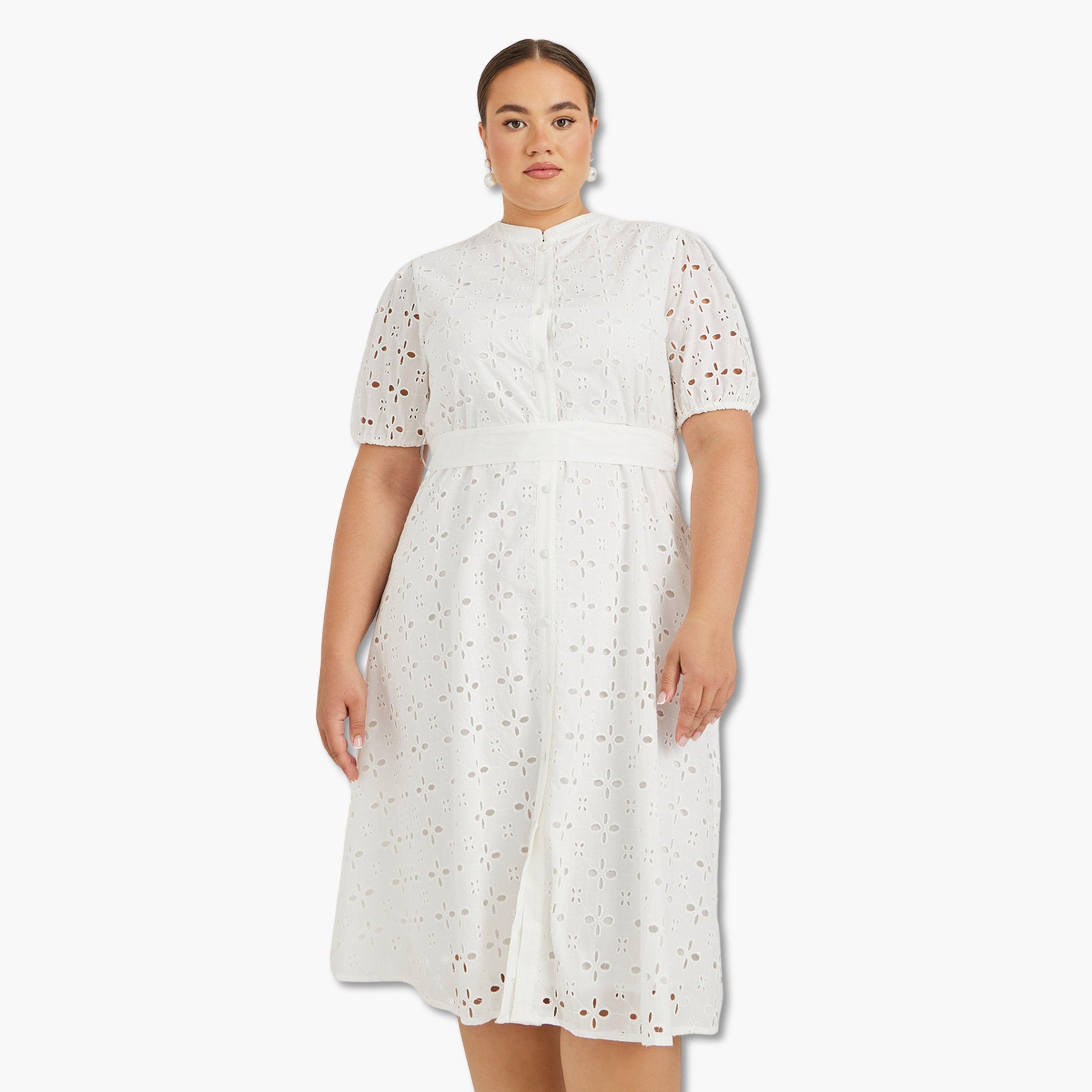 فستان قميص ميدي مقاس كبير بتطريز-women-clothing-dresses-image-1