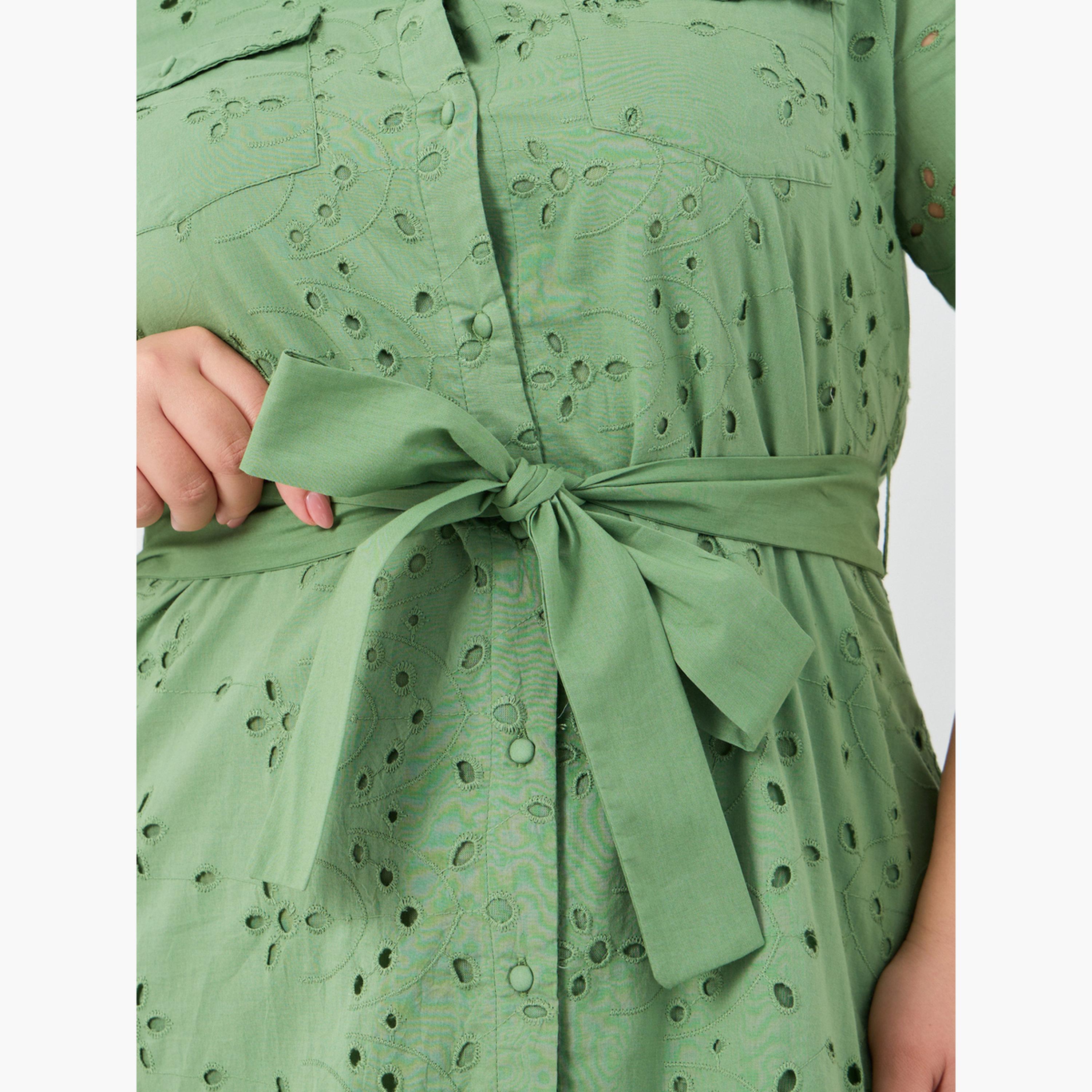 فستان قميص ميدي مقاس كبير بتطريز-women-clothing-dresses-image-4