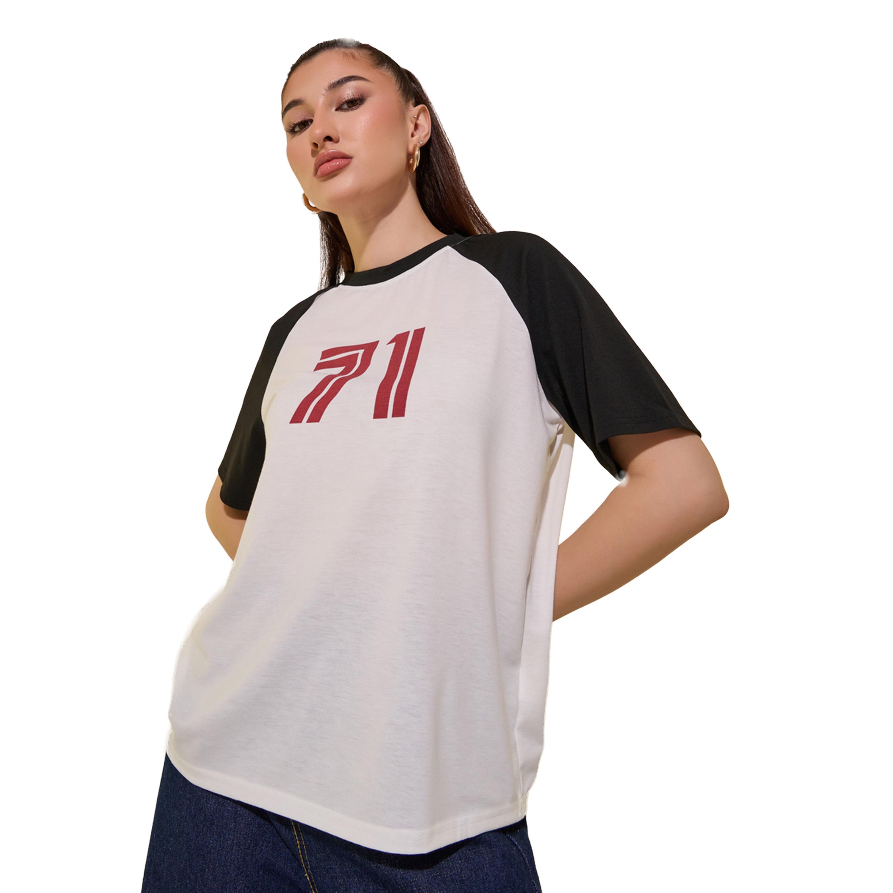 Styli Raglan Sleeve Graphic Print T-Shirt-women-clothing-tshirts-image-1