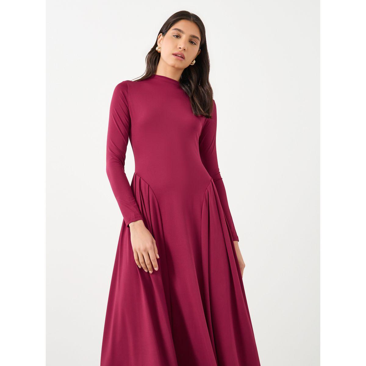 Styli Solid Long Sleeves Pleated Detail Maxi Dress-women-clothing-dresses-image-3