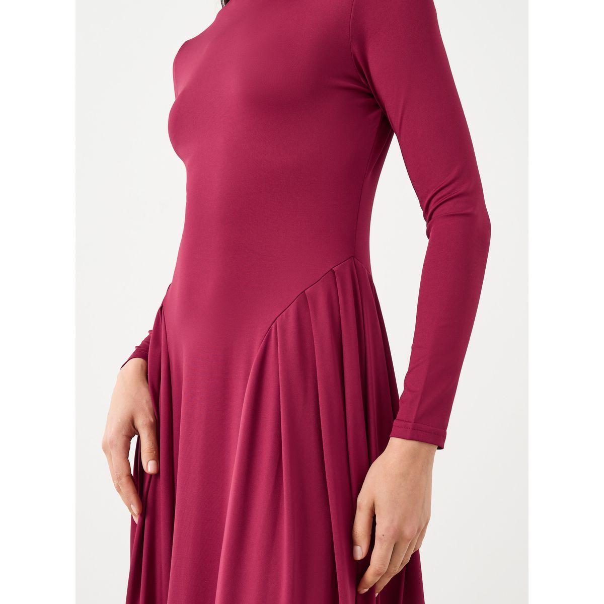 Styli Solid Long Sleeves Pleated Detail Maxi Dress-women-clothing-dresses-image-4