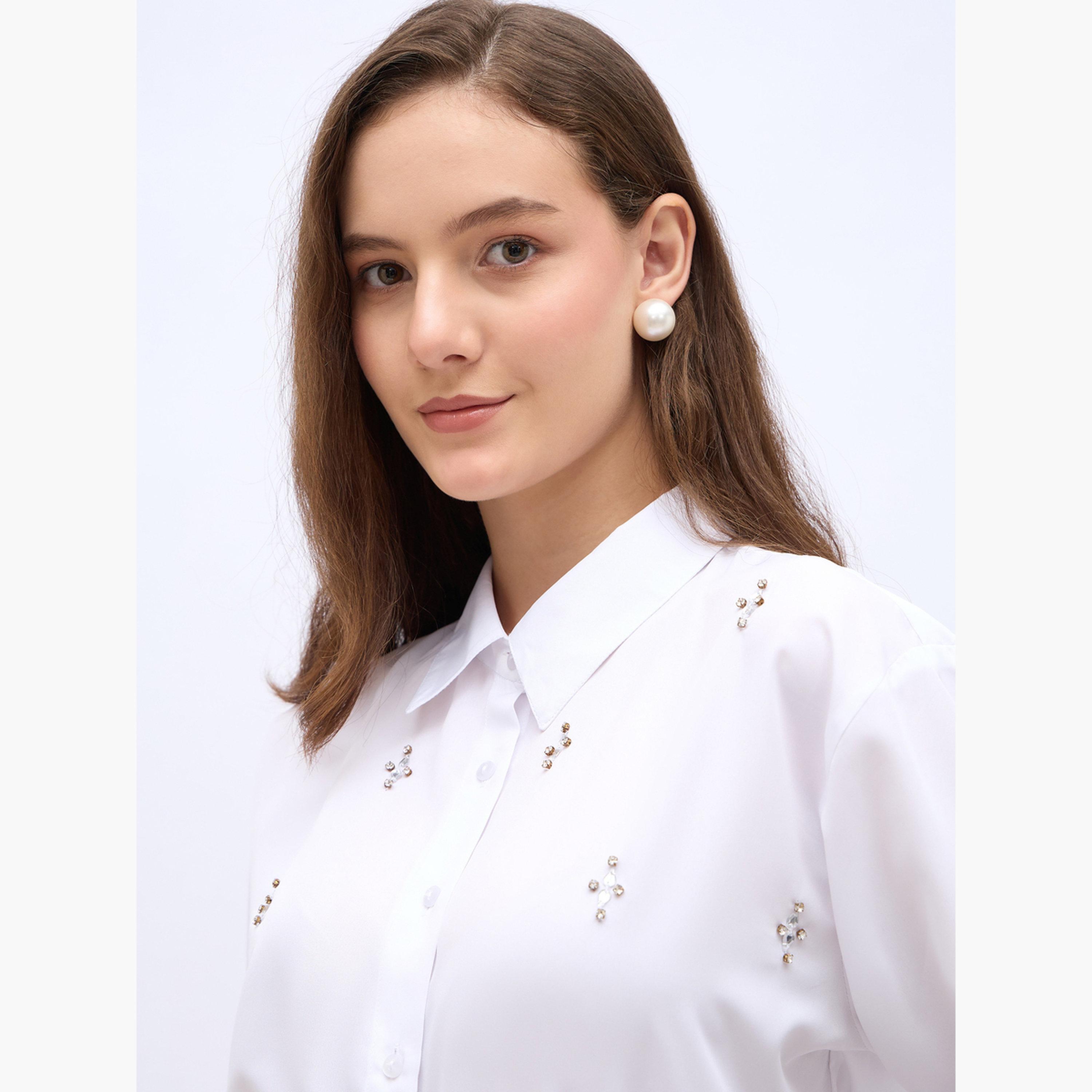 بلوزة كاجوال منمقة بأكمام طويلة-women-clothing-shirtsandblouses-shirts-image-4