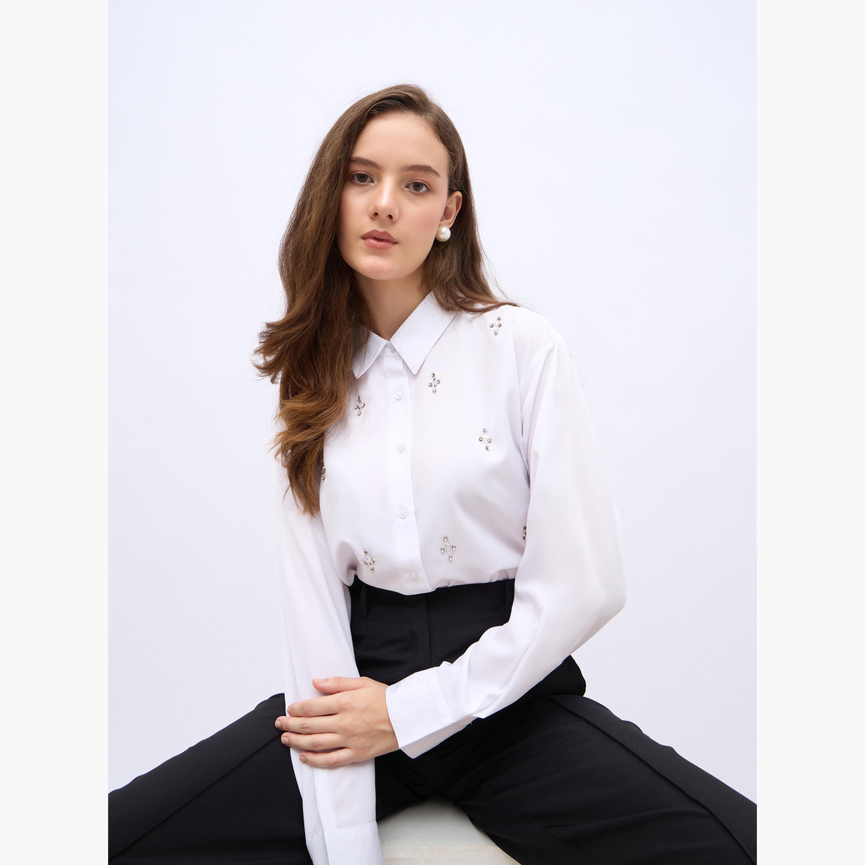 بلوزة كاجوال منمقة بأكمام طويلة-women-clothing-shirtsandblouses-shirts-image-6