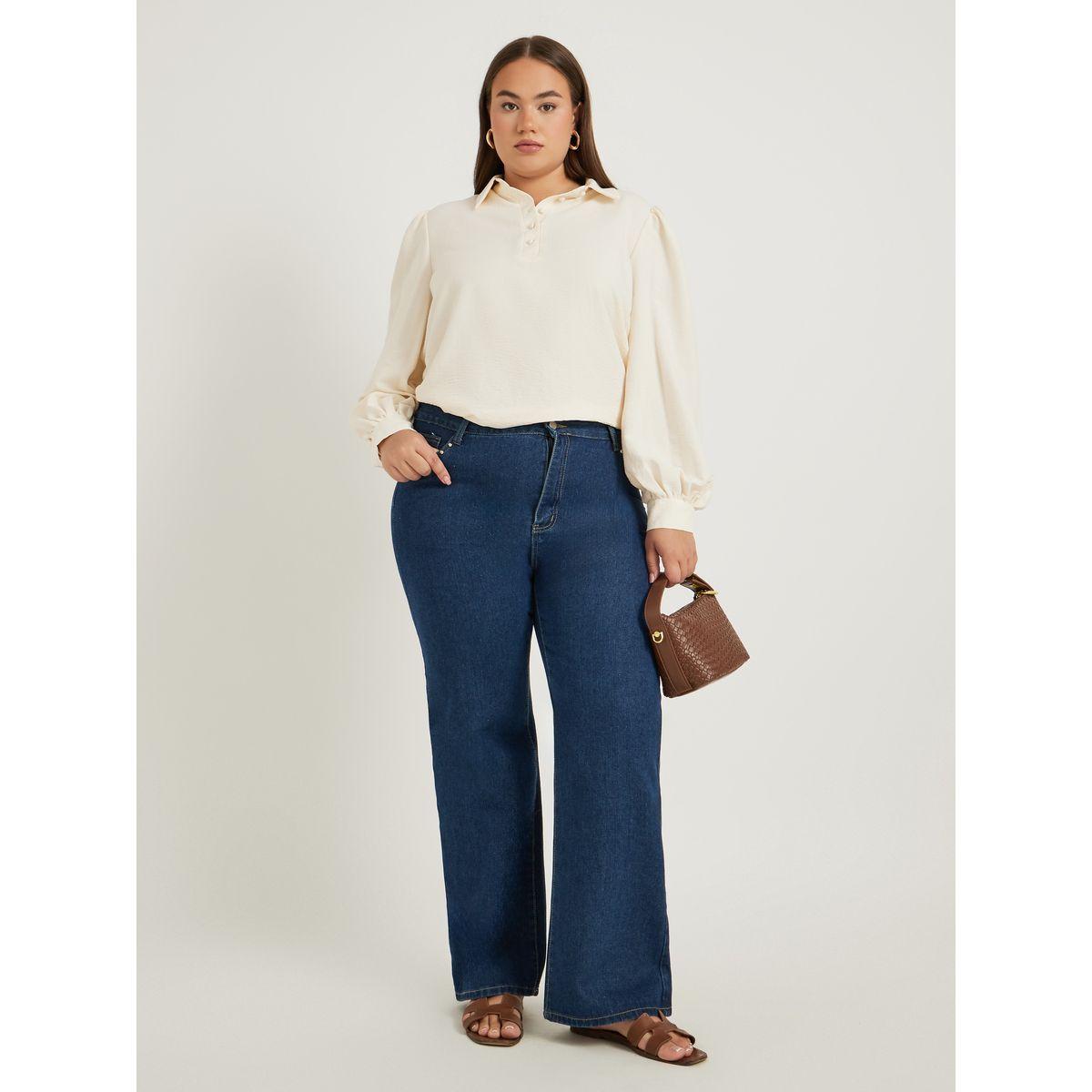 بلوزة بوب أوفر بمقاس كبير وأكمام بالون-women-clothing-shirtsandblouses-shirts-image-3