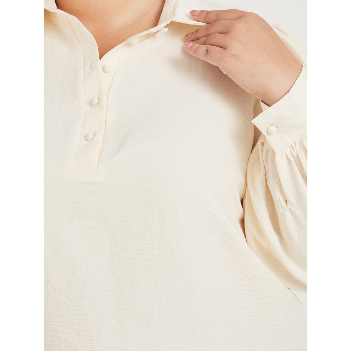 بلوزة بوب أوفر بمقاس كبير وأكمام بالون-women-clothing-shirtsandblouses-shirts-image-4
