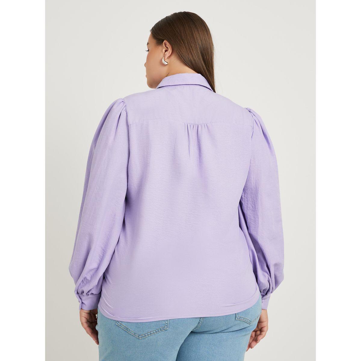 بلوزة بوب أوفر بمقاس كبير وأكمام بالون-women-clothing-shirtsandblouses-shirts-image-5