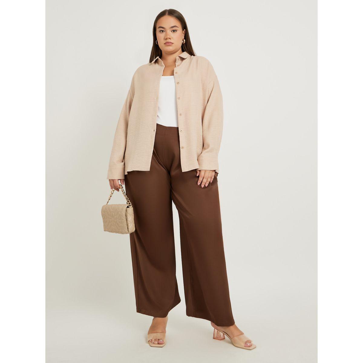 بلوزة سادة بمقاس كبير وقصة عادية-women-clothing-shirtsandblouses-shirts-image-3