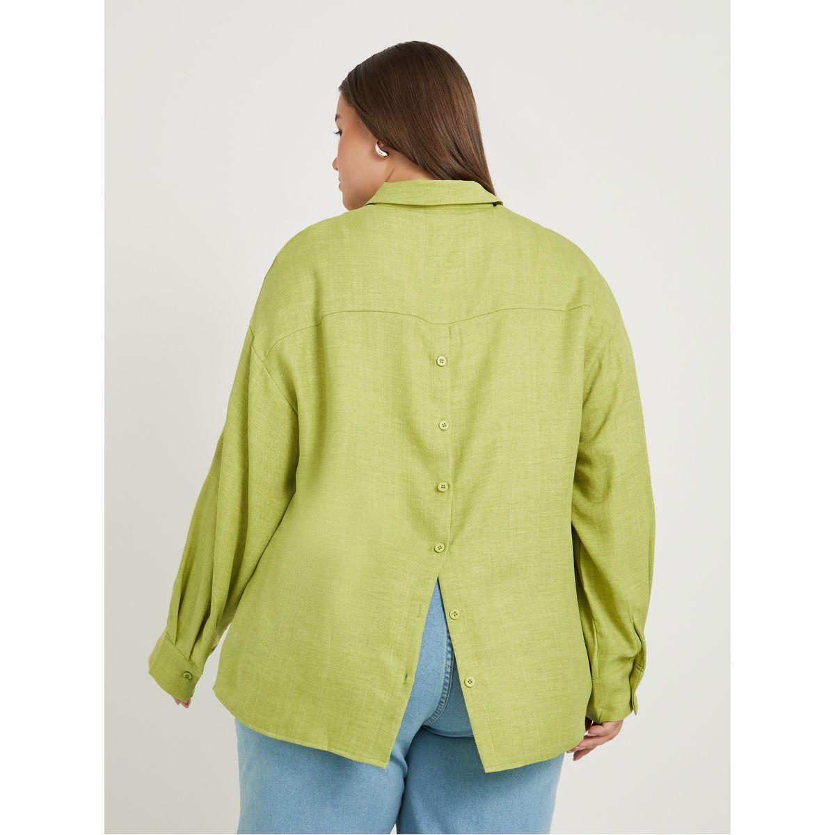 بلوزة سادة بمقاس كبير وقصة عادية-women-clothing-shirtsandblouses-shirts-image-1