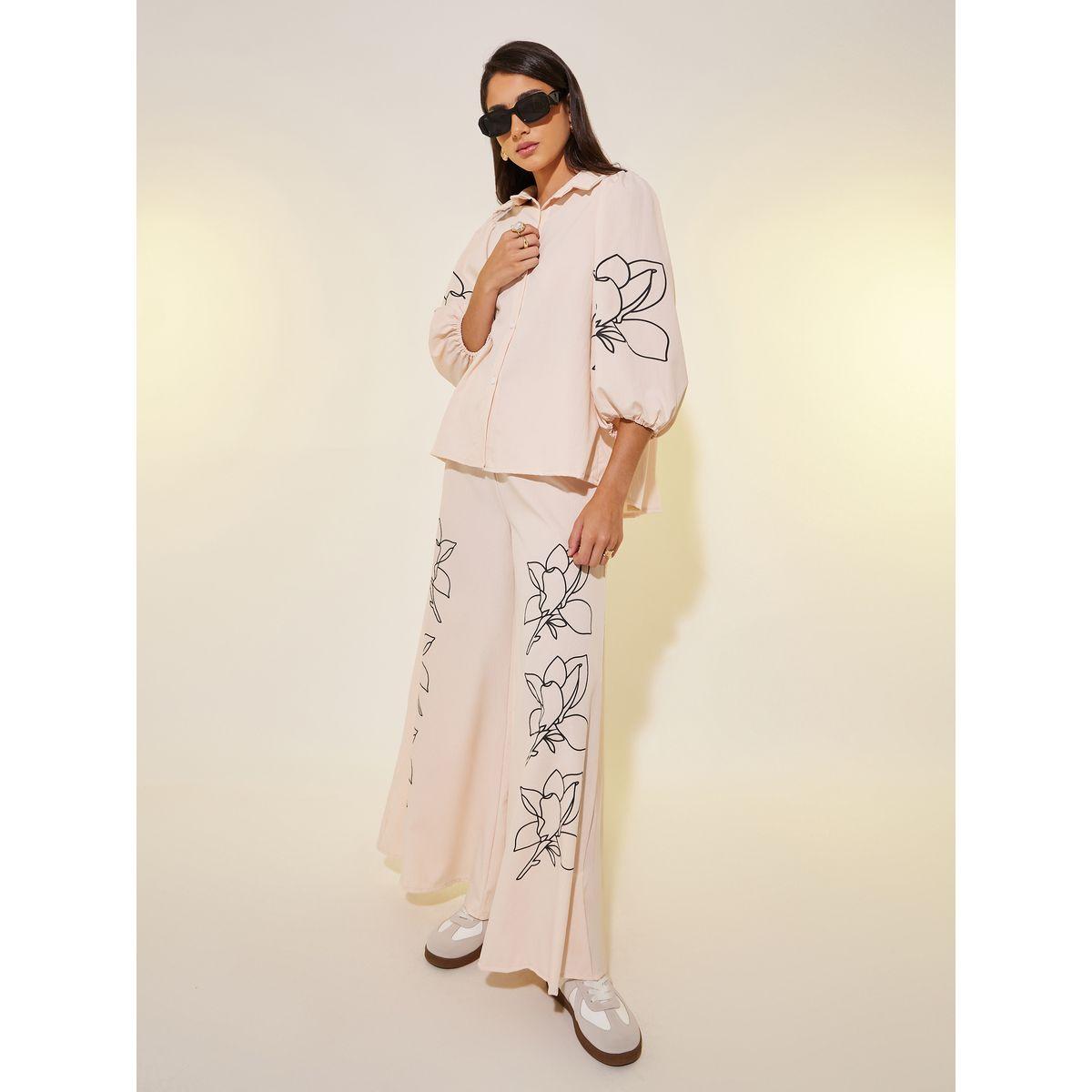 Styli Floral Print Balloon Sleeves Shirt and Pants Co-Ords-women-clothing-coordsets-image-1