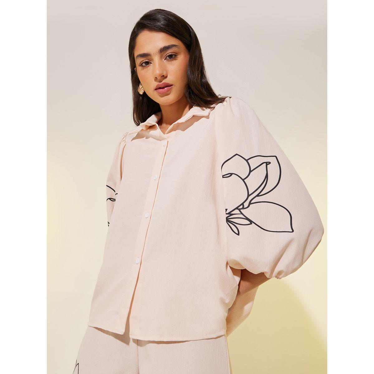 Styli Floral Print Balloon Sleeves Shirt and Pants Co-Ords-women-clothing-coordsets-image-2