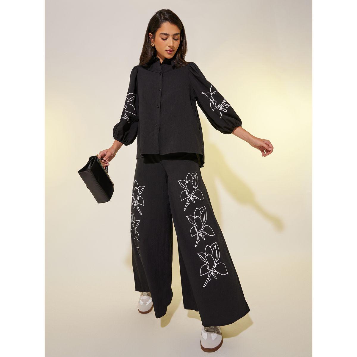 Styli Floral Print Balloon Sleeves Shirt and Pants Co-Ords-women-clothing-coordsets-image-1