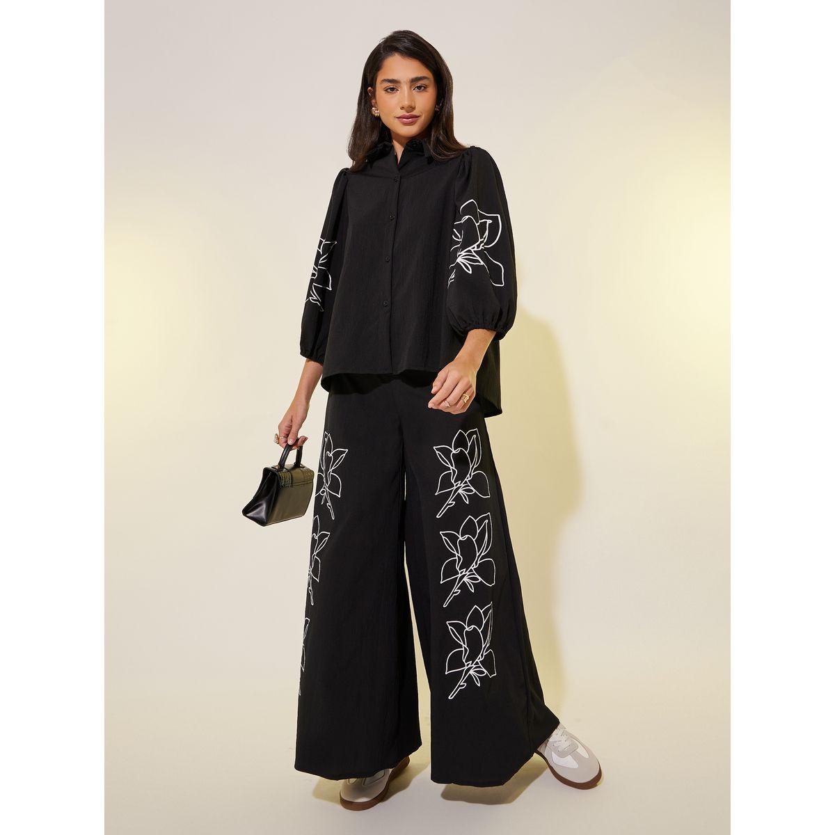 Styli Floral Print Balloon Sleeves Shirt and Pants Co-Ords-women-clothing-coordsets-image-2