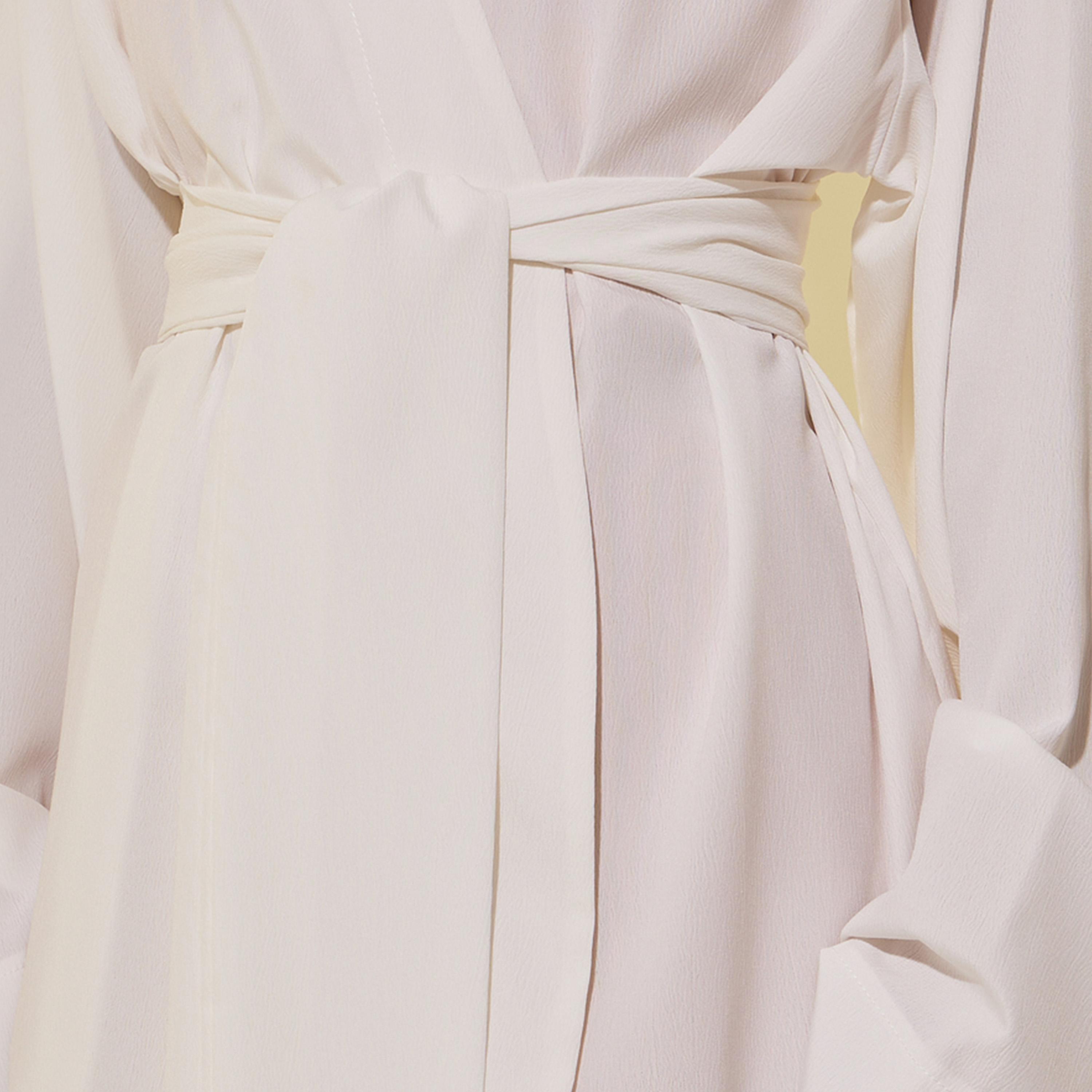 Styli White Solid Long Sleeve Robe with Tie Detail-women-clothing-nightwear-robes-image-4