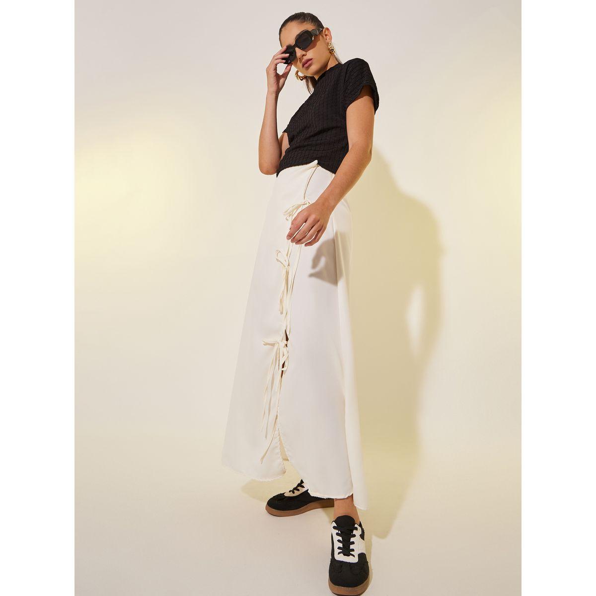 Styli Solid Tie Detail Wrap Look A-Line Maxi Skirt-women-clothing-bottoms-skirts-image-1