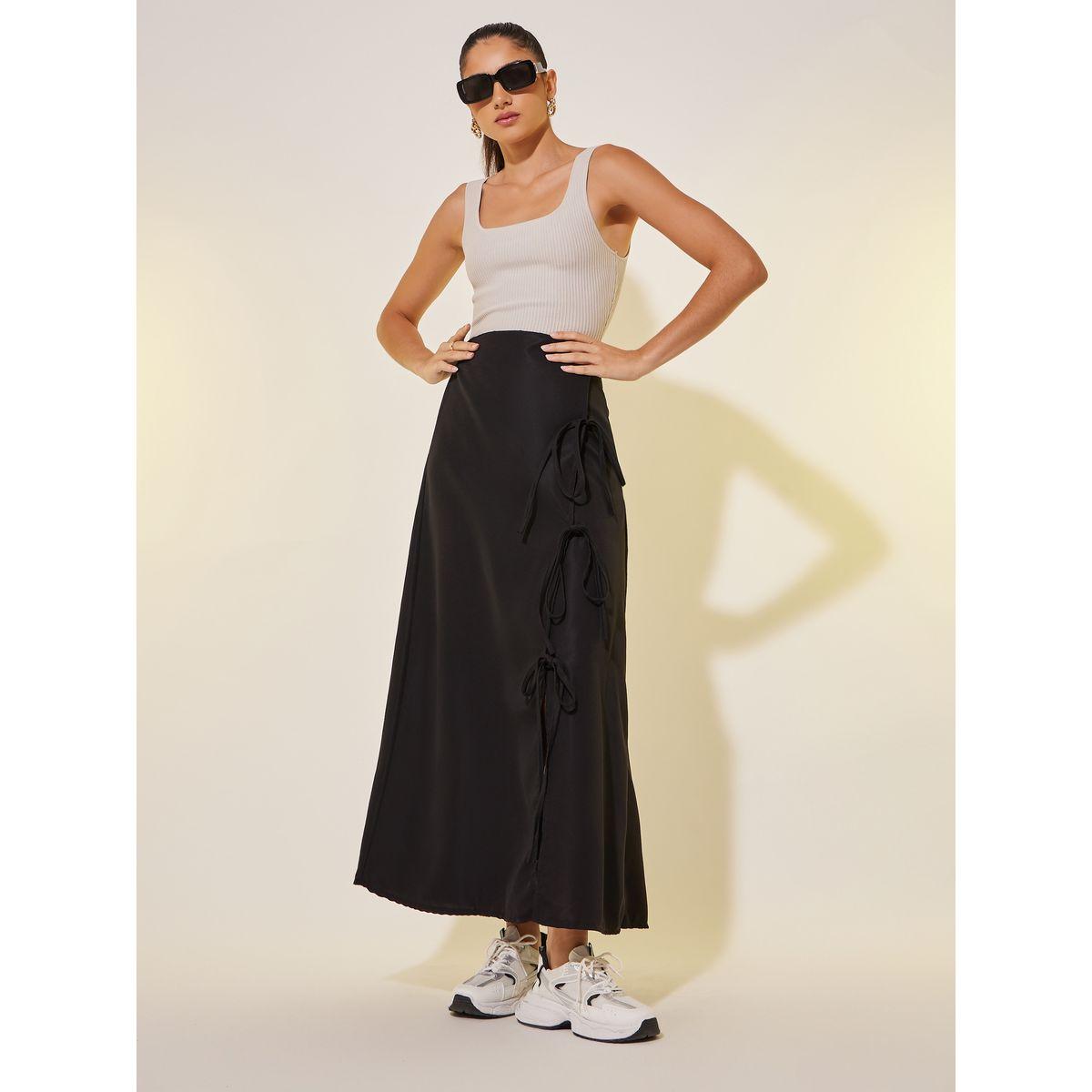 Styli Solid Tie Detail Wrap Look A-Line Maxi Skirt-women-clothing-bottoms-skirts-image-1