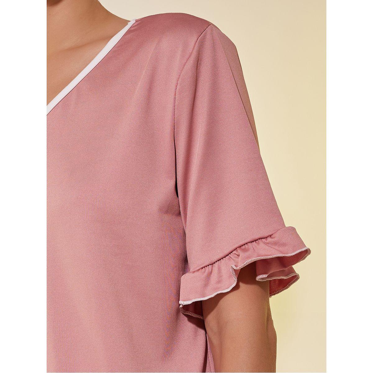 مجموعة من جوغر وبلوزة سادة بتفاصيل كشكش-women-clothing-nightwear-pyjamas-longsets-image-3