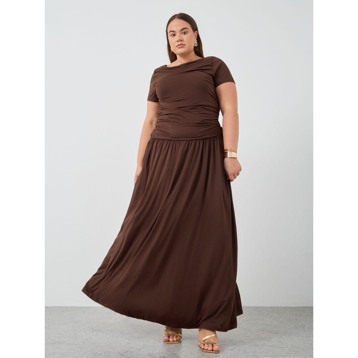 فستان طويل بمقاس كبير وأكمام قصيرة-women-clothing-dresses-image-2
