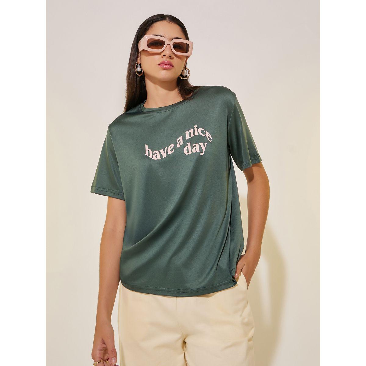 تيشيرت بياقة دائرية وطبعة كتابة-women-clothing-tshirts-image-3