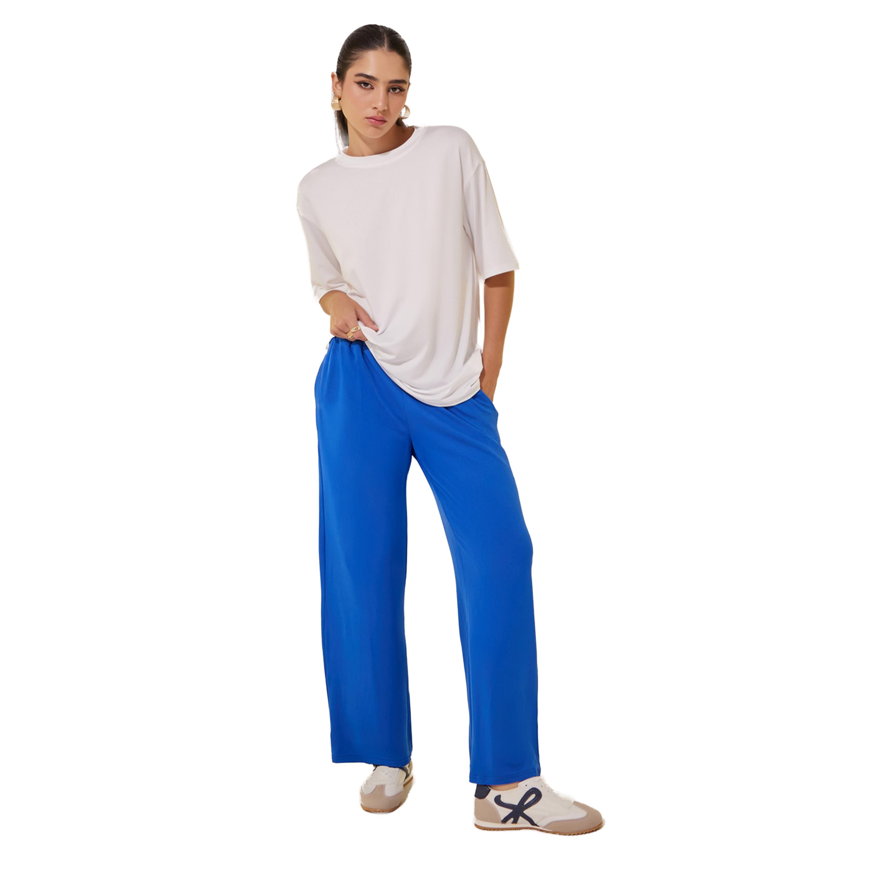 ستايلي - تي شيرت كبير الحجم برقبة دائرية وشعار من الخلف-women-clothing-tshirts-image-1
