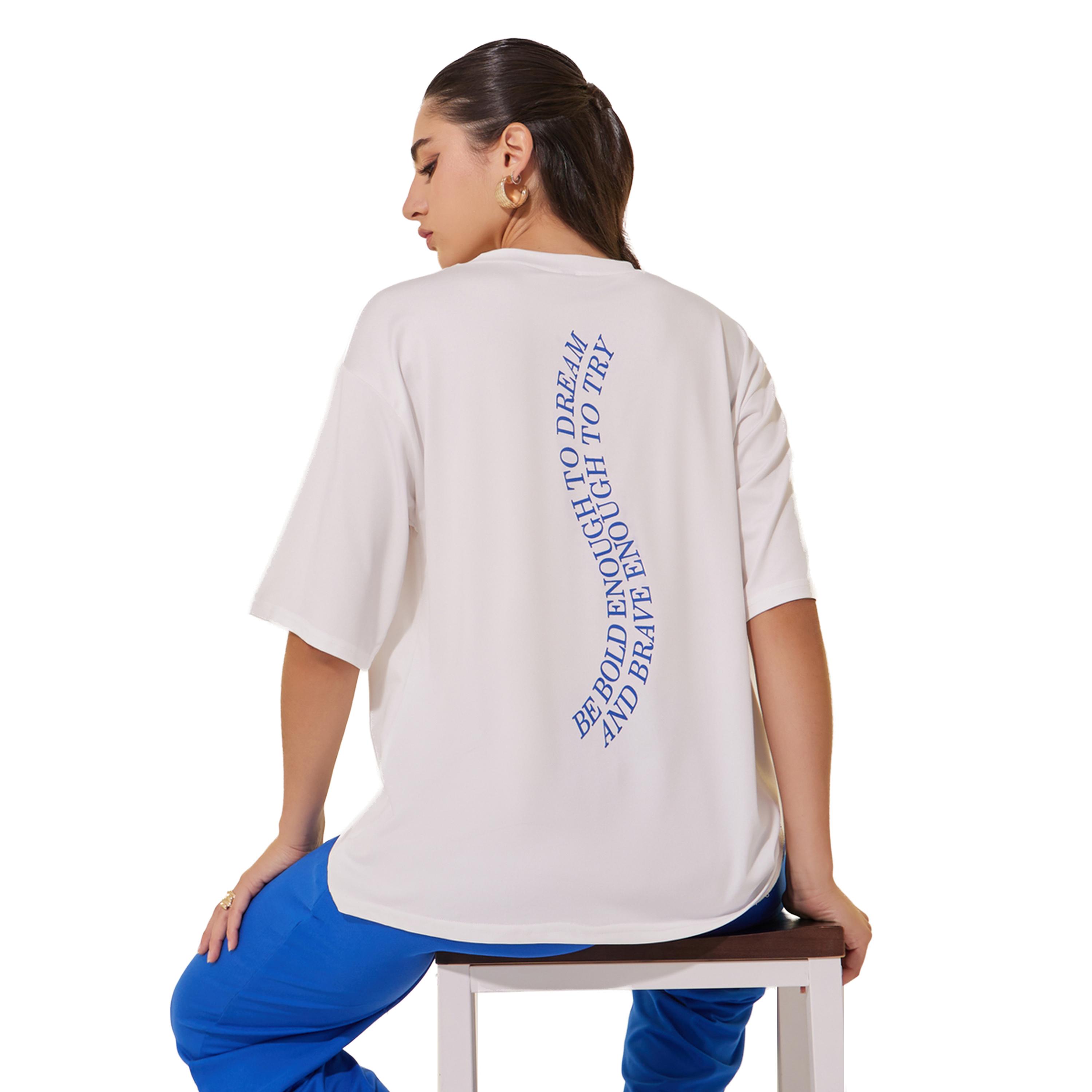 ستايلي - تي شيرت كبير الحجم برقبة دائرية وشعار من الخلف-women-clothing-tshirts-image-2