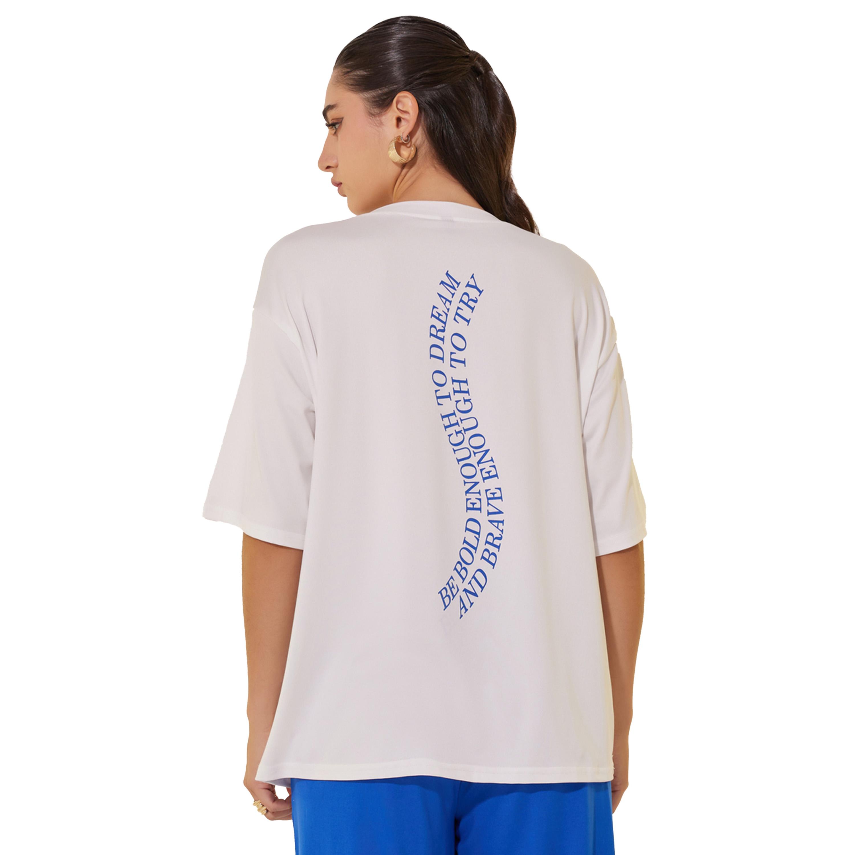 ستايلي - تي شيرت كبير الحجم برقبة دائرية وشعار من الخلف-women-clothing-tshirts-image-5