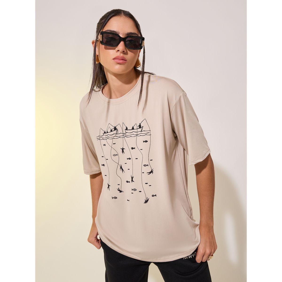 Styli Round Neck Graphic Print T-Shirt-women-clothing-tshirts-image-1