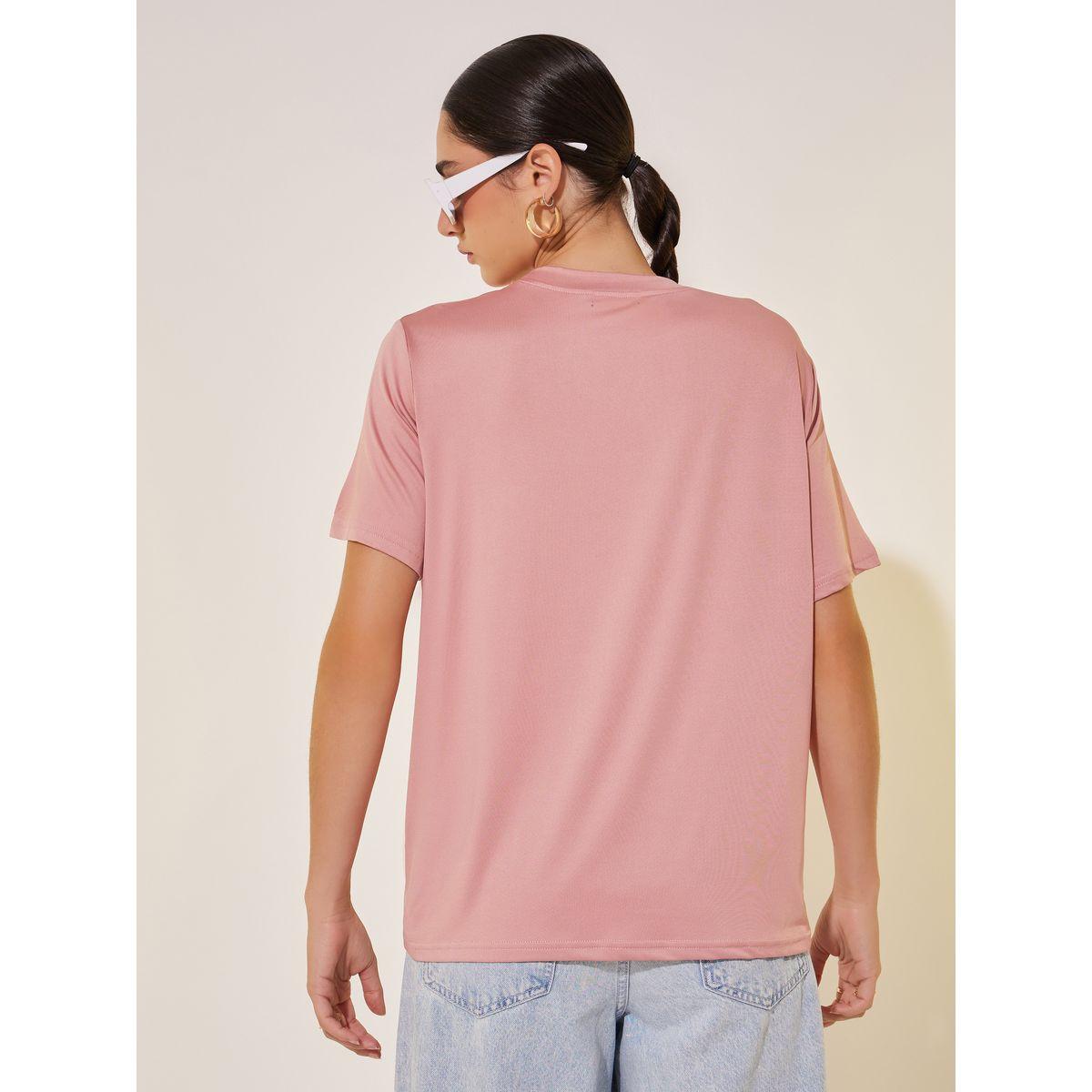 تيشيرت بياقة دائرية وطبعة كتابة-women-clothing-tshirts-image-4
