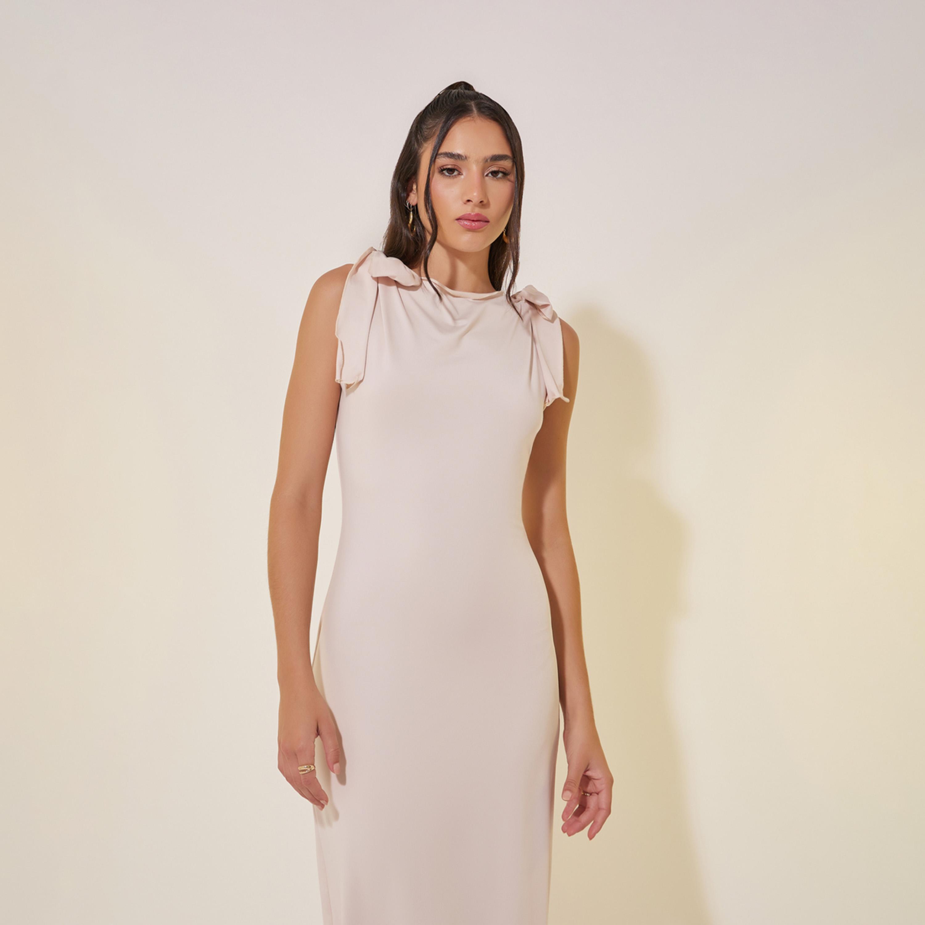 Styli Solid Sleeveless Tie-Up Detail Maxi Dress-women-clothing-dresses-image-3