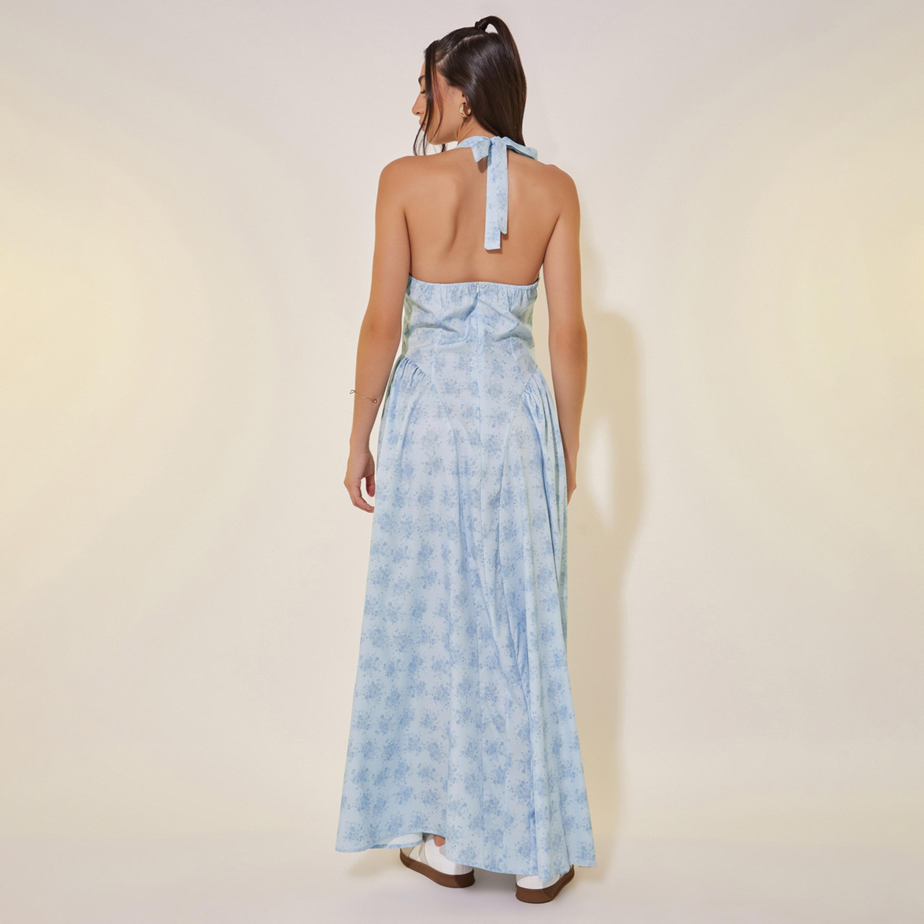 Styli Floral Print Halter Neck Sleeveless Maxi Dress-women-clothing-dresses-image-5